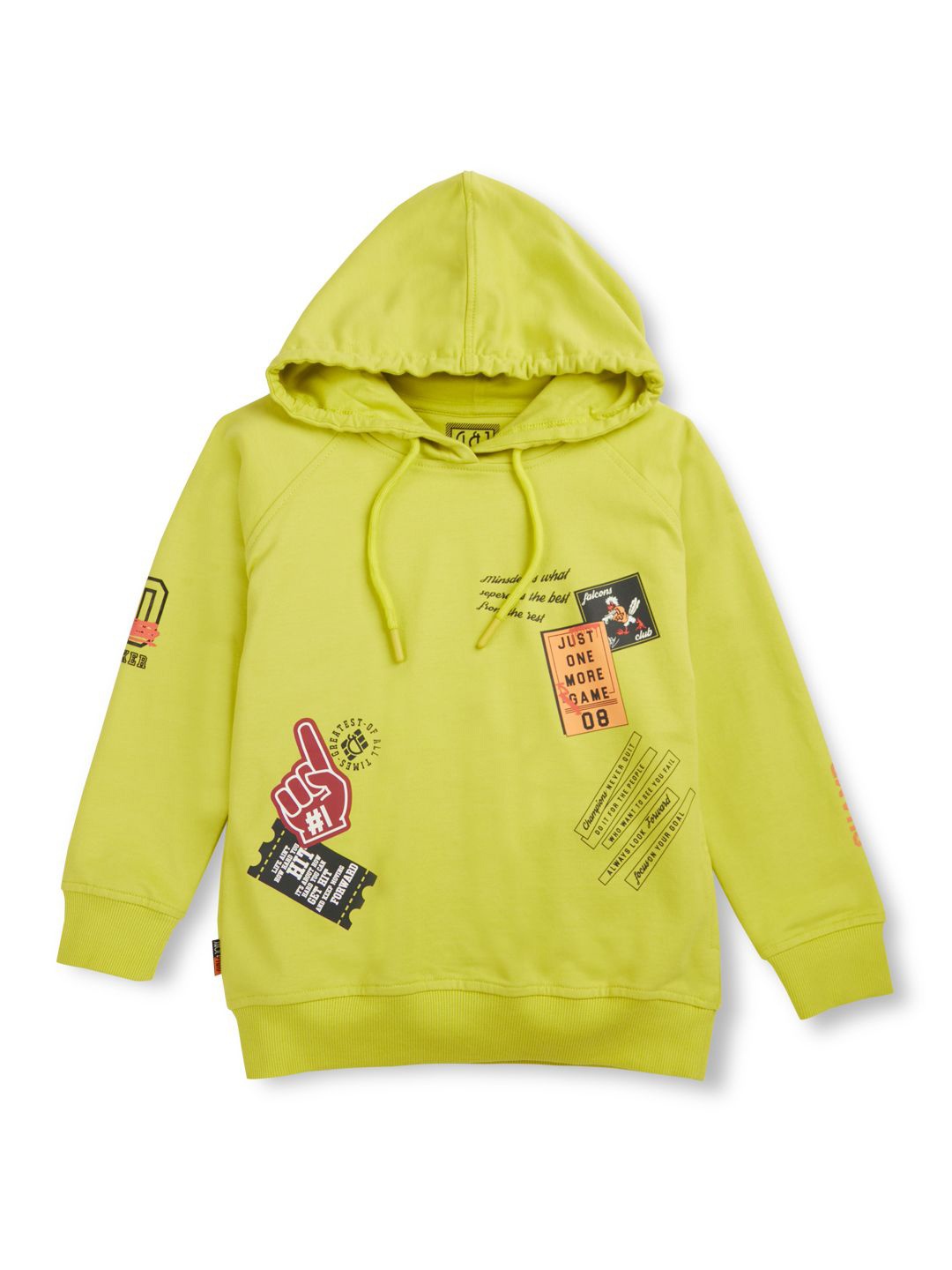 

Gini and Jony Boys Typography Printed Hooded Cotton Pullover Sweatshirt, Lime green