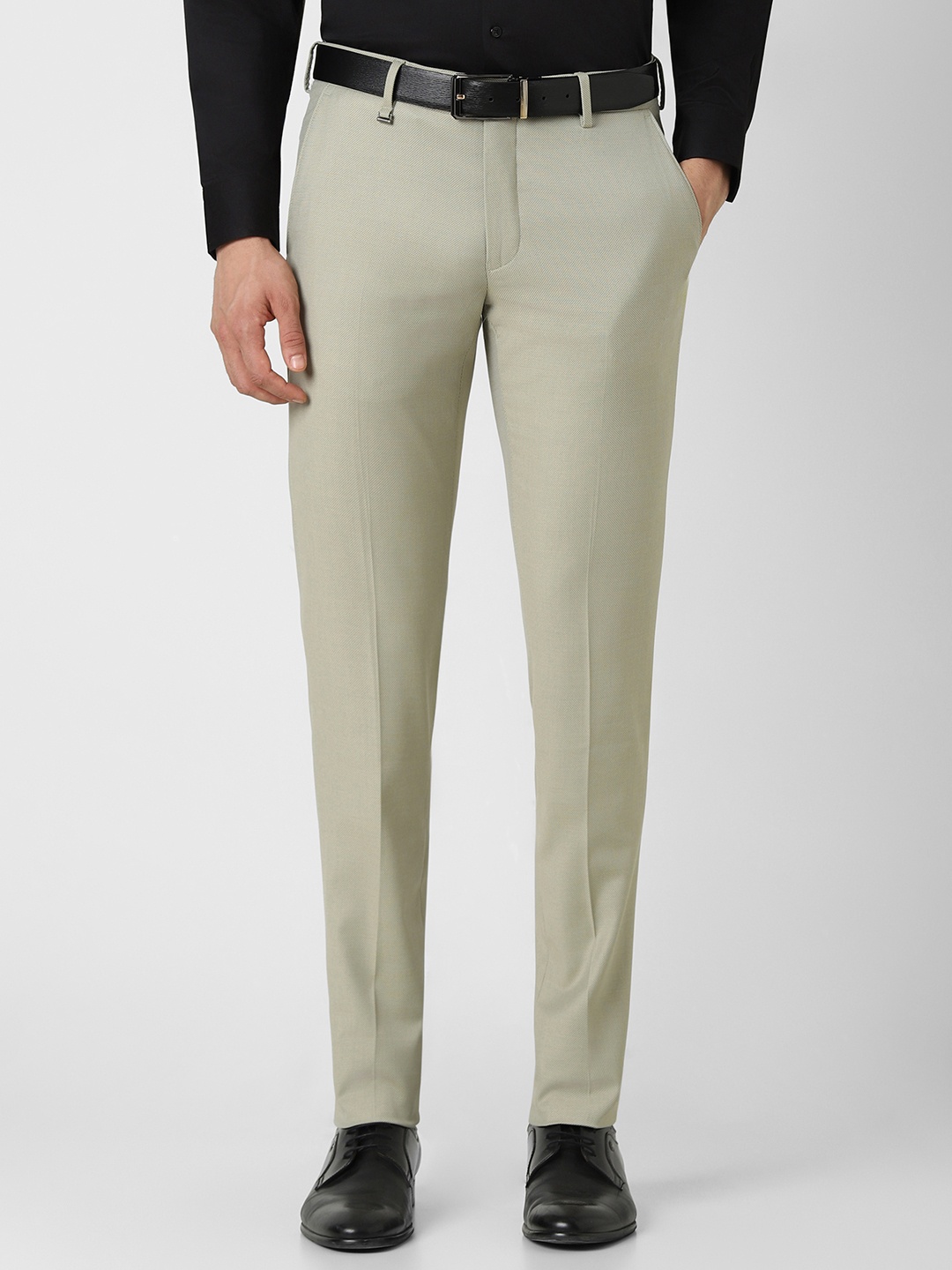 

Van Heusen Men Solid Ultra Slim Fit Formal Trousers, Olive