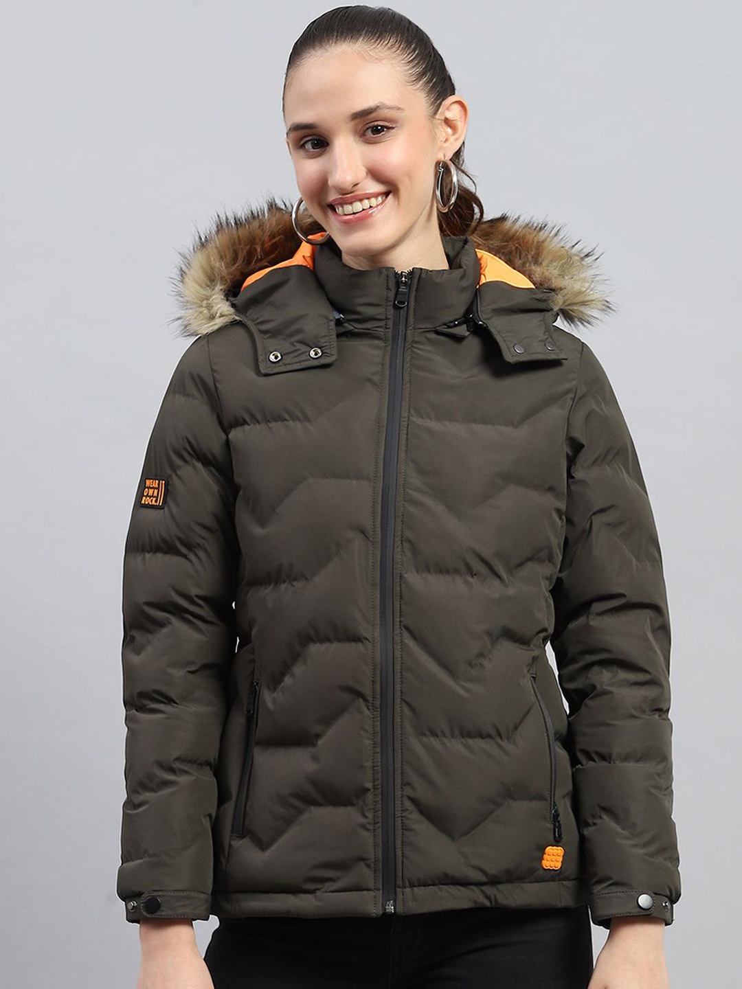 

rock.it Women Long Sleeves Parka Hooded Jacket, Olive