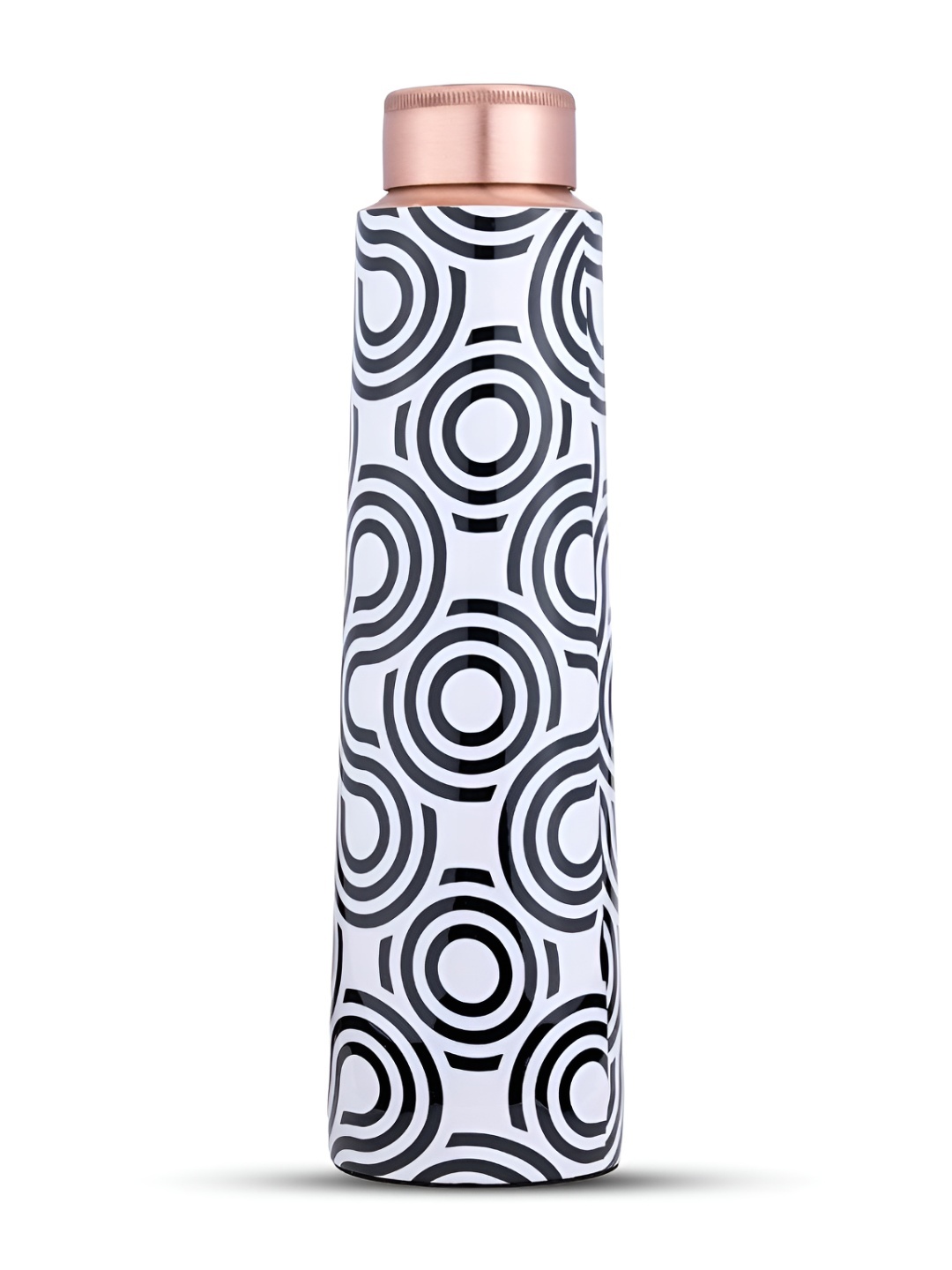 

veda essentials White & Black Printed Copper Water Bottle