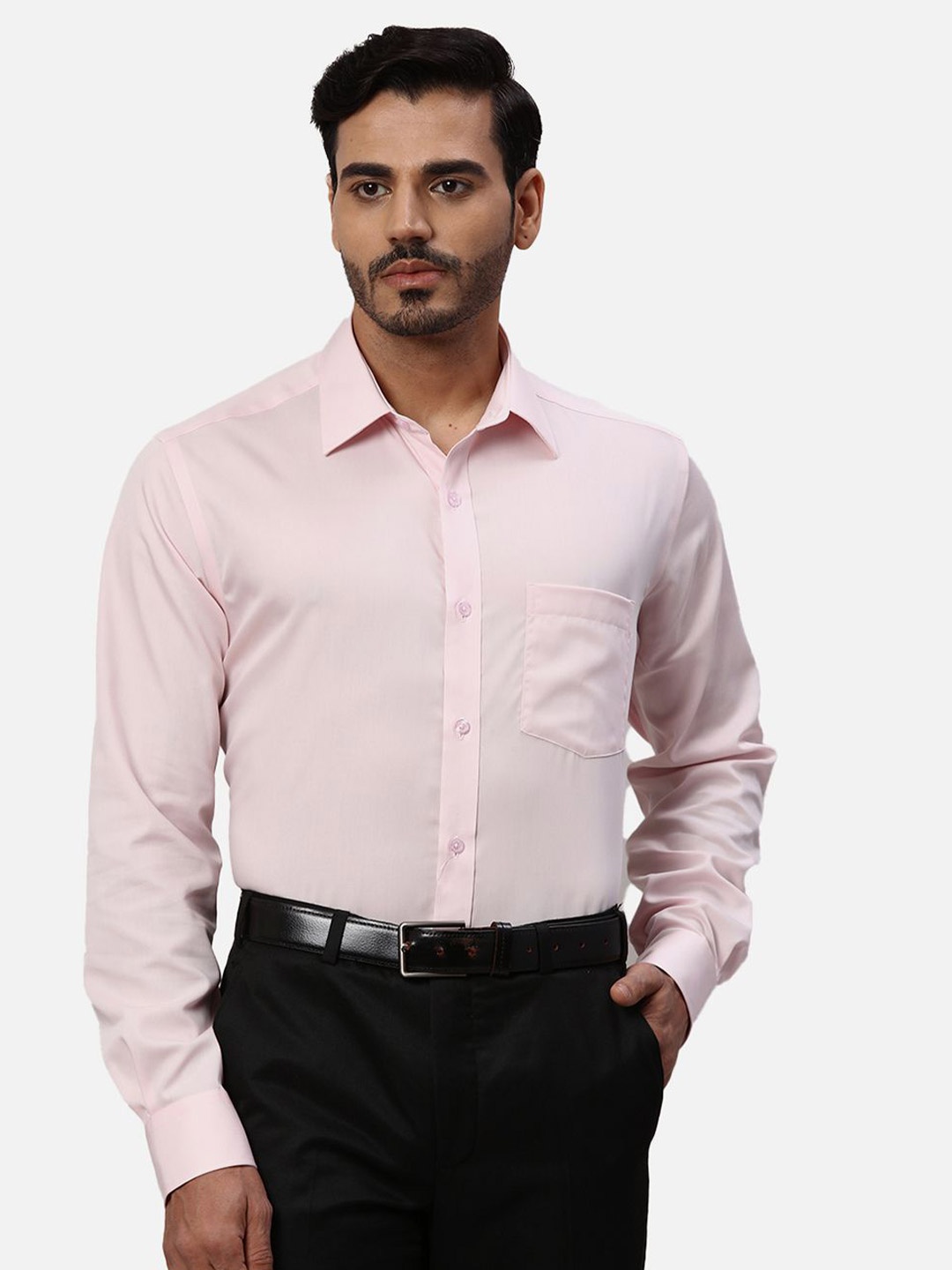 

Park Avenue Men Spread Collar Solid Cotton Formal Shirt, Pink