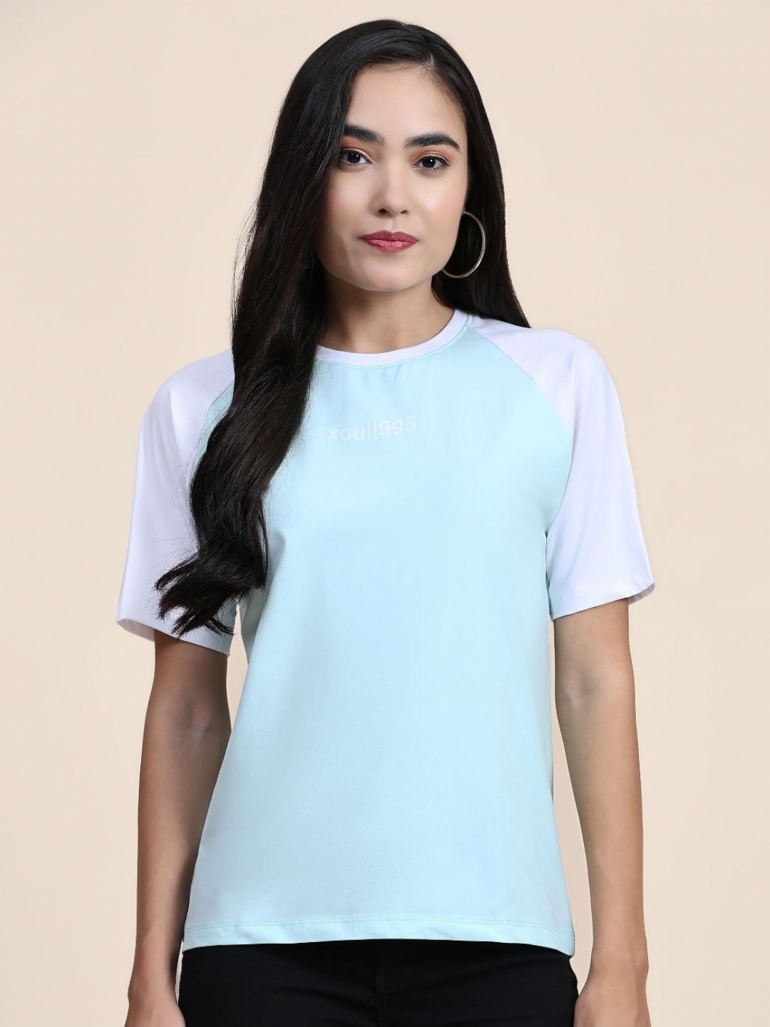 

AECK Women Solid Round Neck Cotton Relaxed Fit T-shirt, Blue