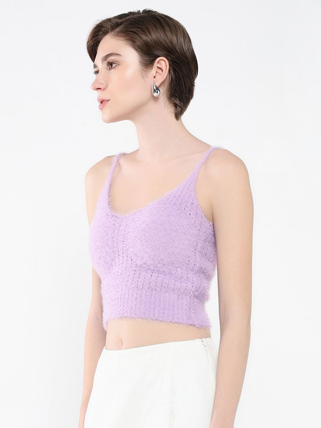 

SHOWOFF Women Self Design Shoulder Straps Acrylic Top, Purple