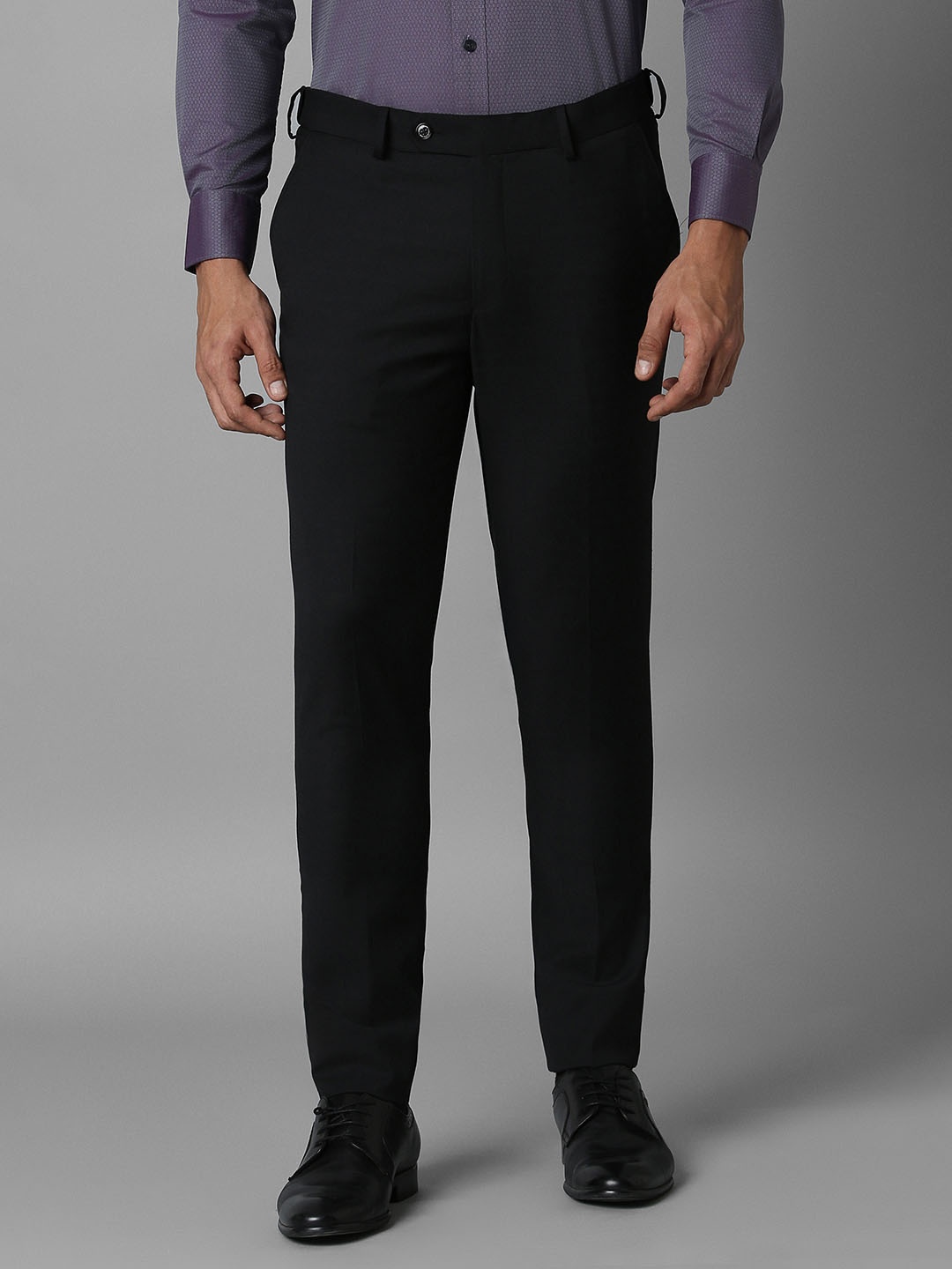 

Louis Philippe Men Mid-Rise Slim Fit Formal Trousers, Black