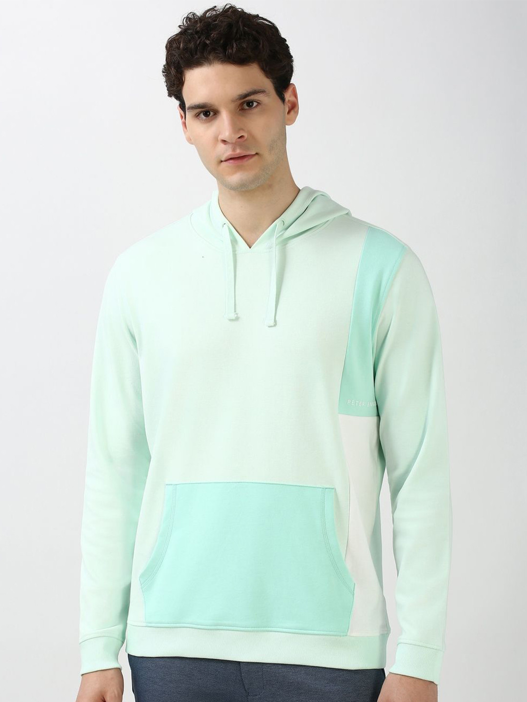 

Peter England Casuals Men Colourblocked Hood Cotton Pullover Sweatshirt, Green
