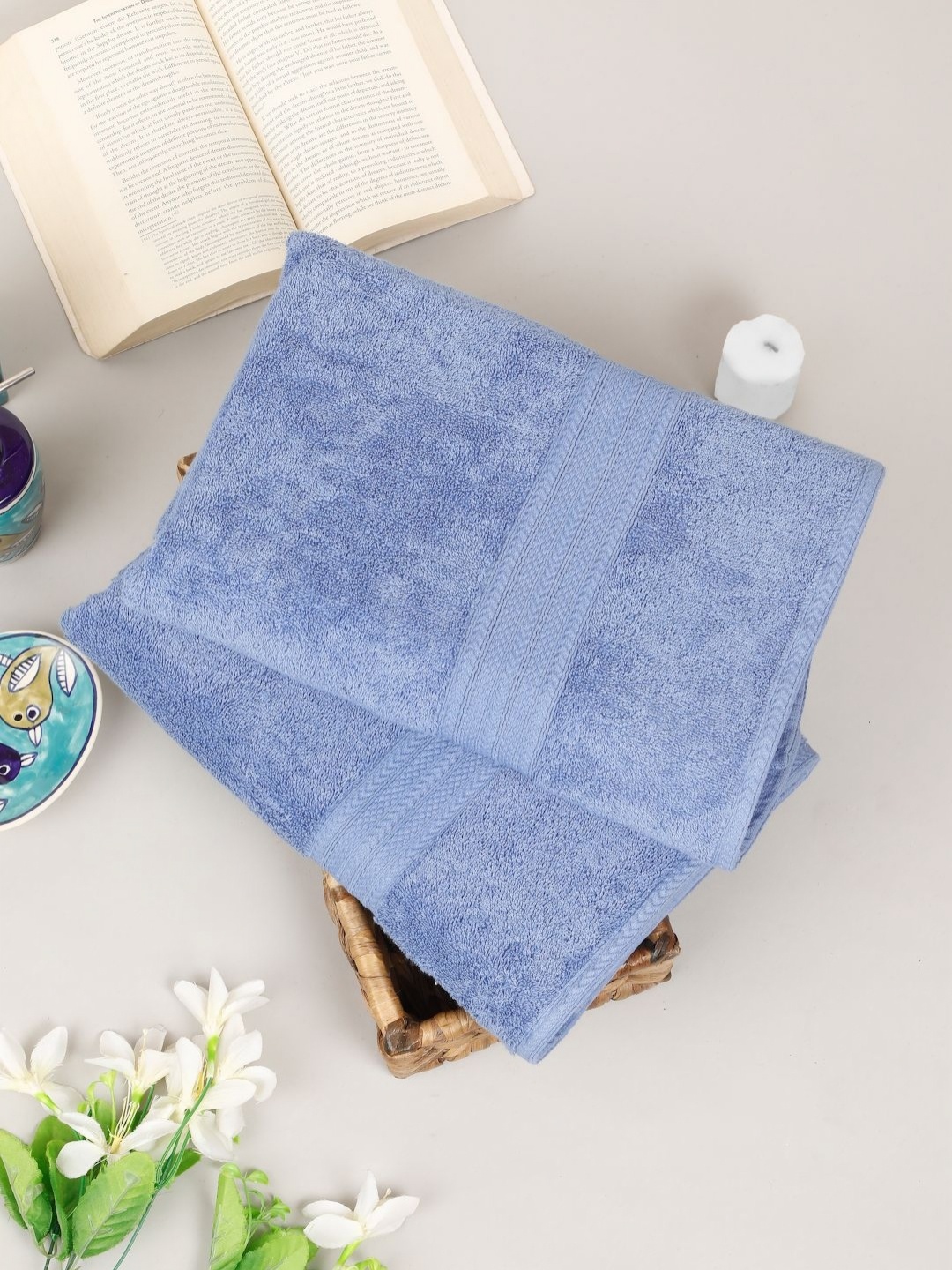 

Creeva Classic Blue 2 Pieces Cotton 550 GSM Bath Towel