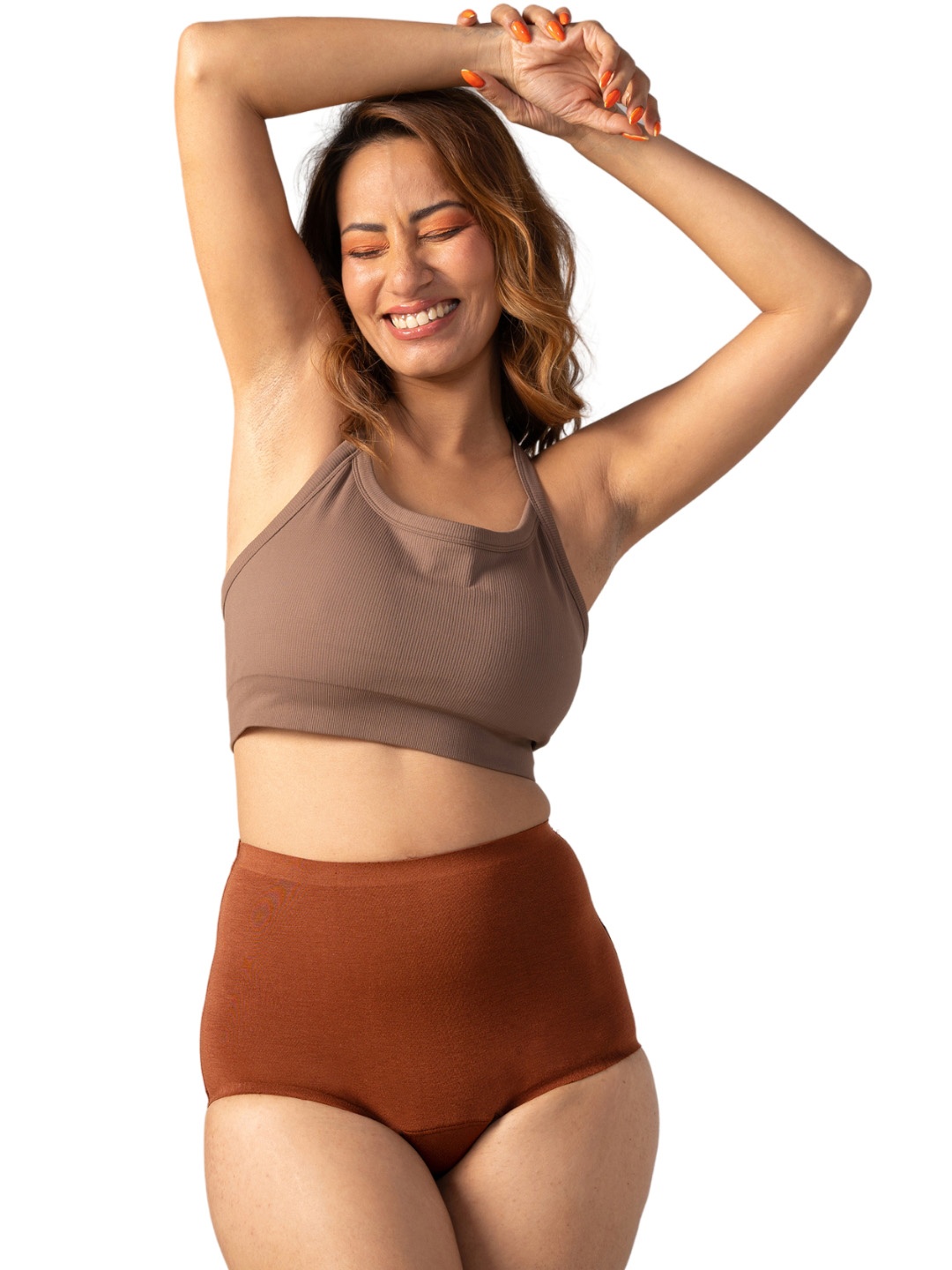 

Mahina Reusable & Leak Proof Period Panty Cappuccino Modal High Rise Medium Flow, Coffee brown