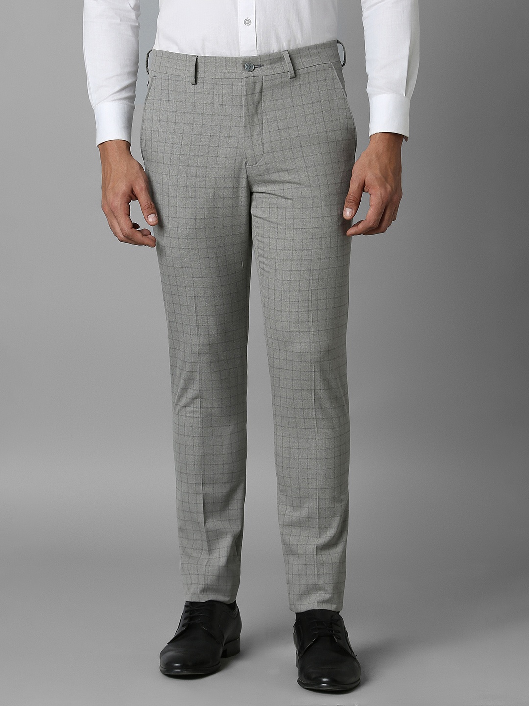 

Louis Philippe Men Checked Super Slim Fit Formal Trousers, Grey