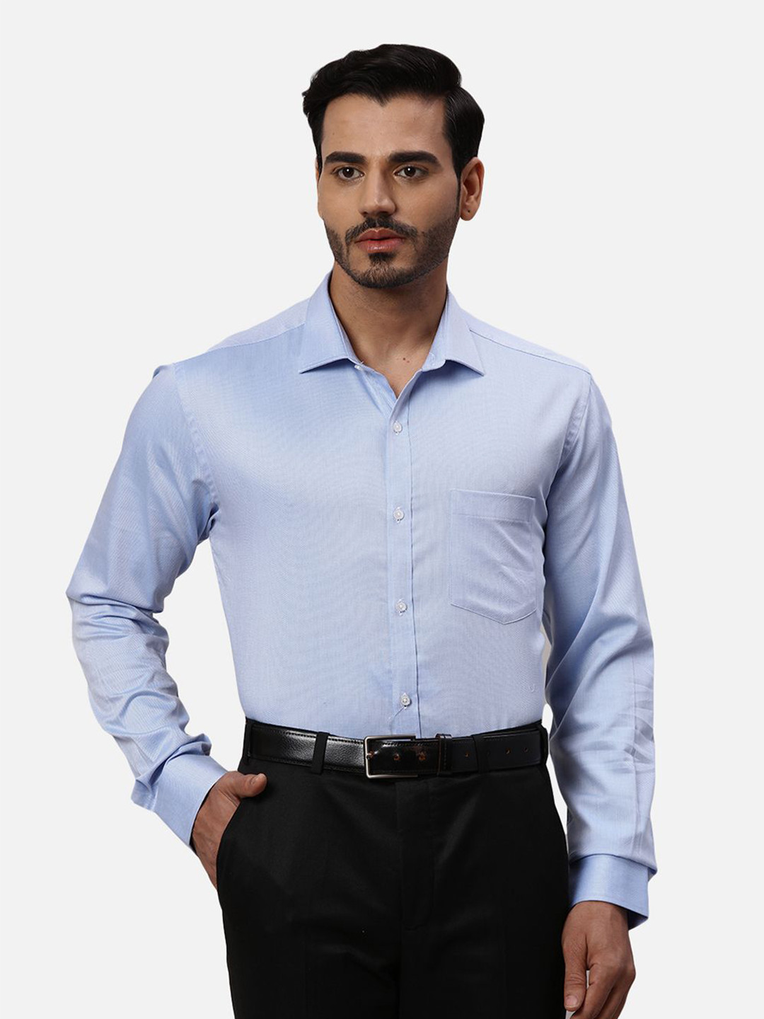 

Park Avenue Men Spread Collar Solid Cotton Slim Fit Formal Shirt, Blue