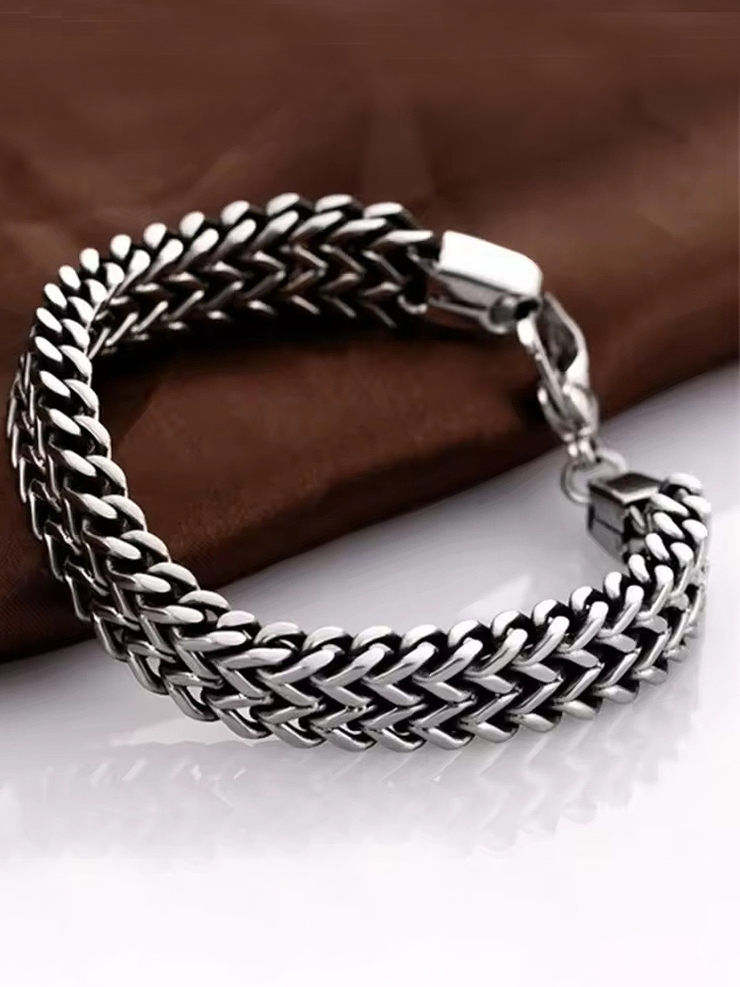 

Heer Collection Men Stainless Steel Link Bracelet, Silver
