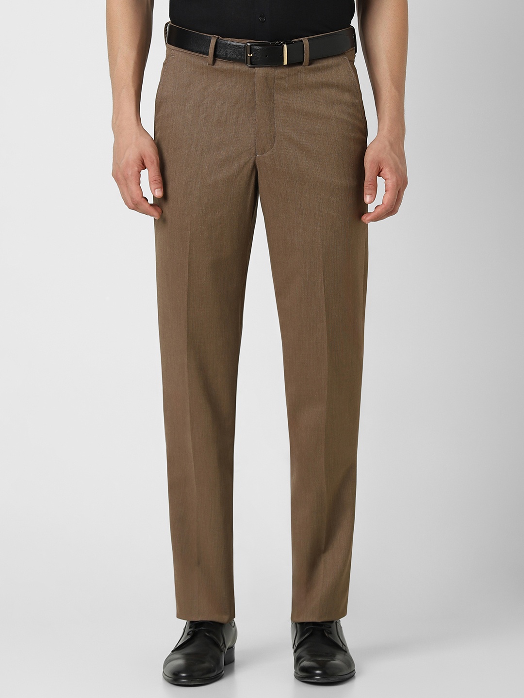 

Van Heusen Men Printed Mid-Rise Cotton Trousers, Brown