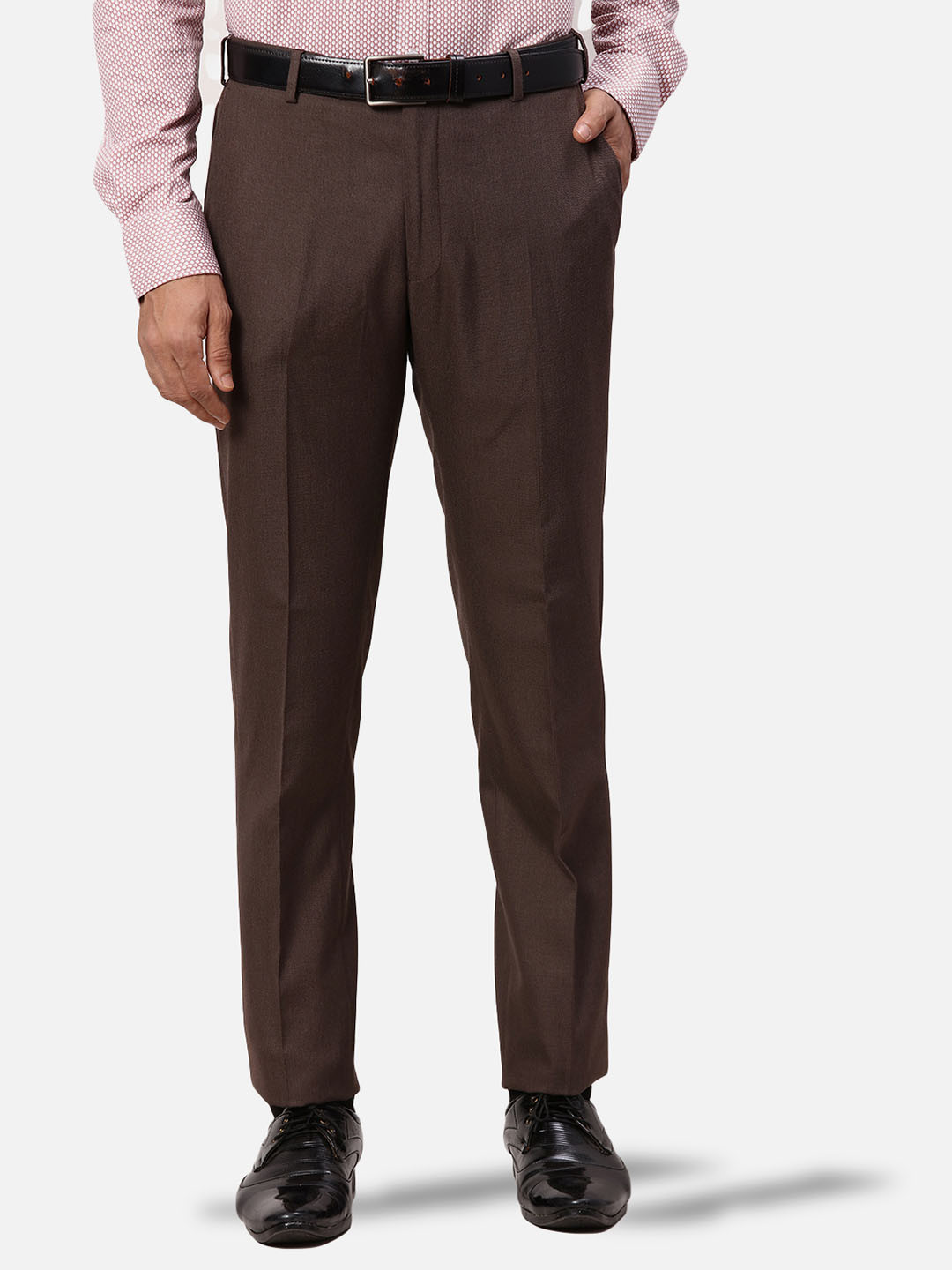 

Park Avenue Men Solid Slim Fit Trousers, Brown