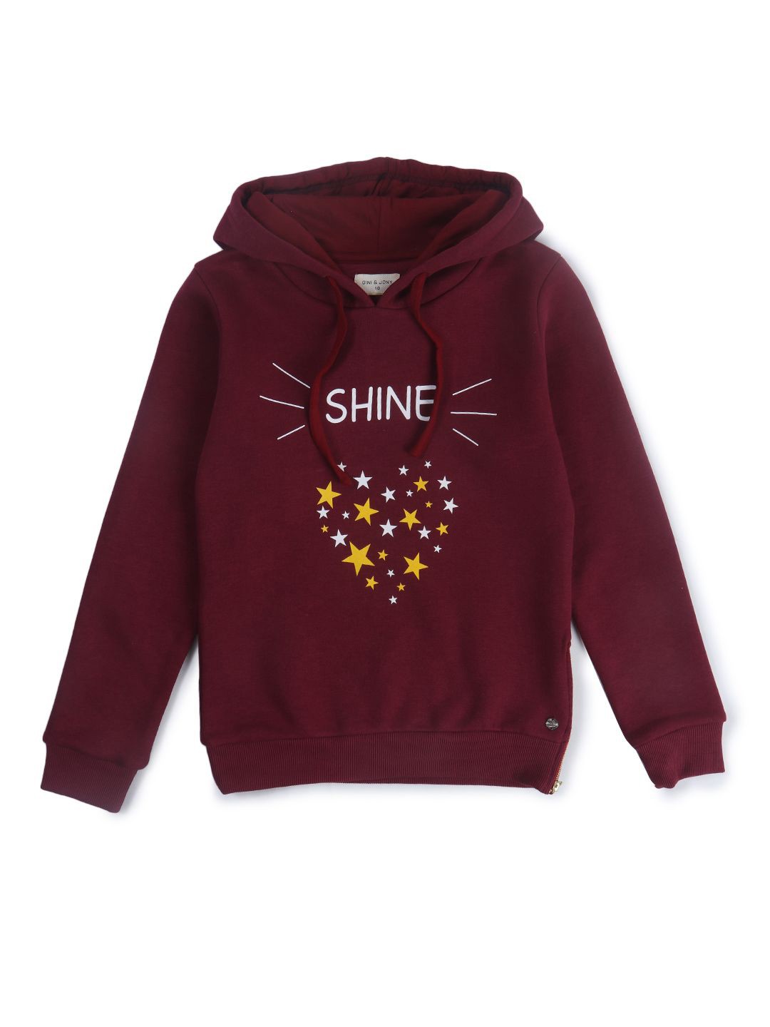 

Gini and Jony Girls Graphic Printed Hooded Cotton Pullover Sweatshirt, Maroon
