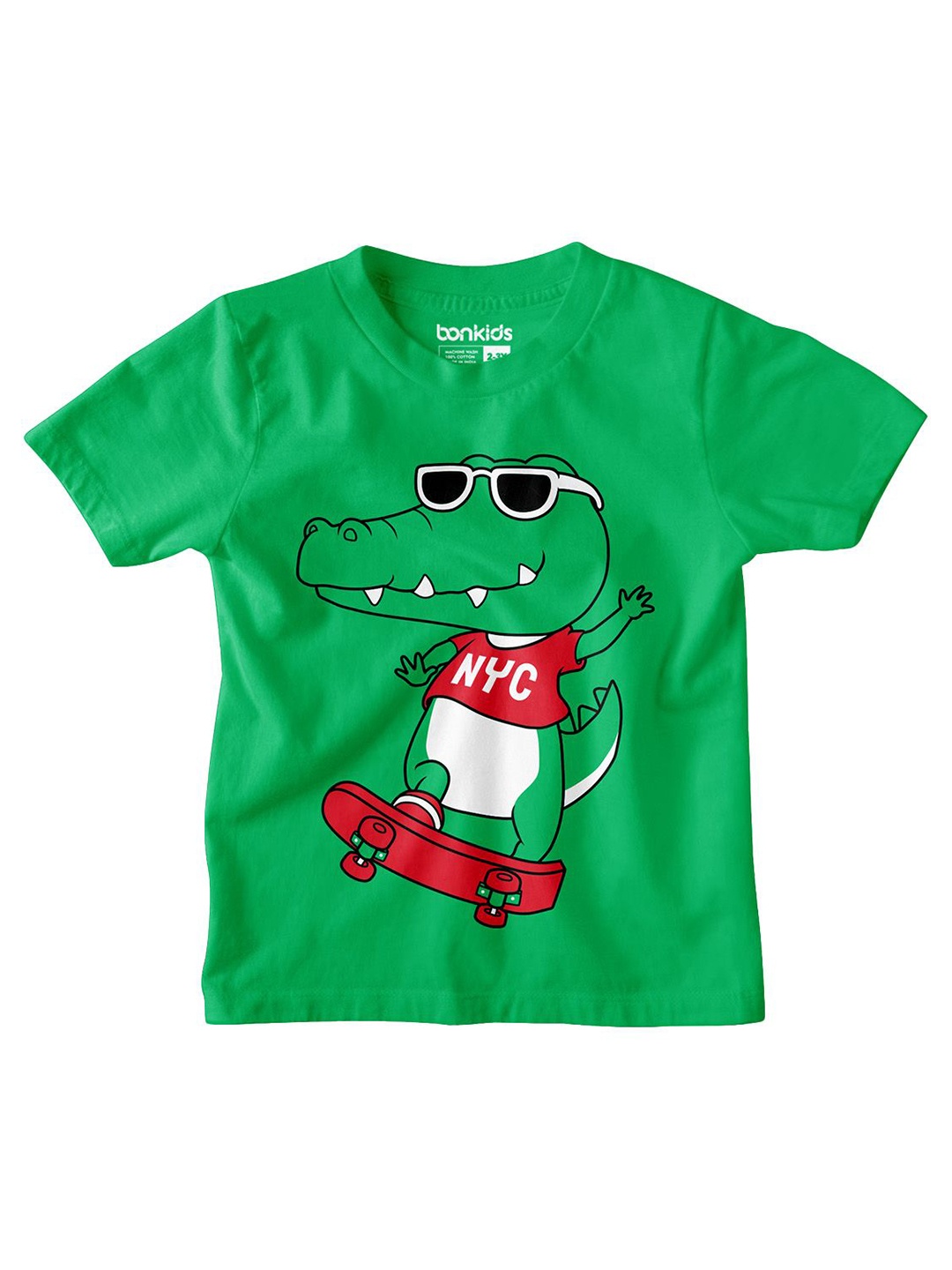 

BONKIDS Boys Printed Applique T-shirt, Green