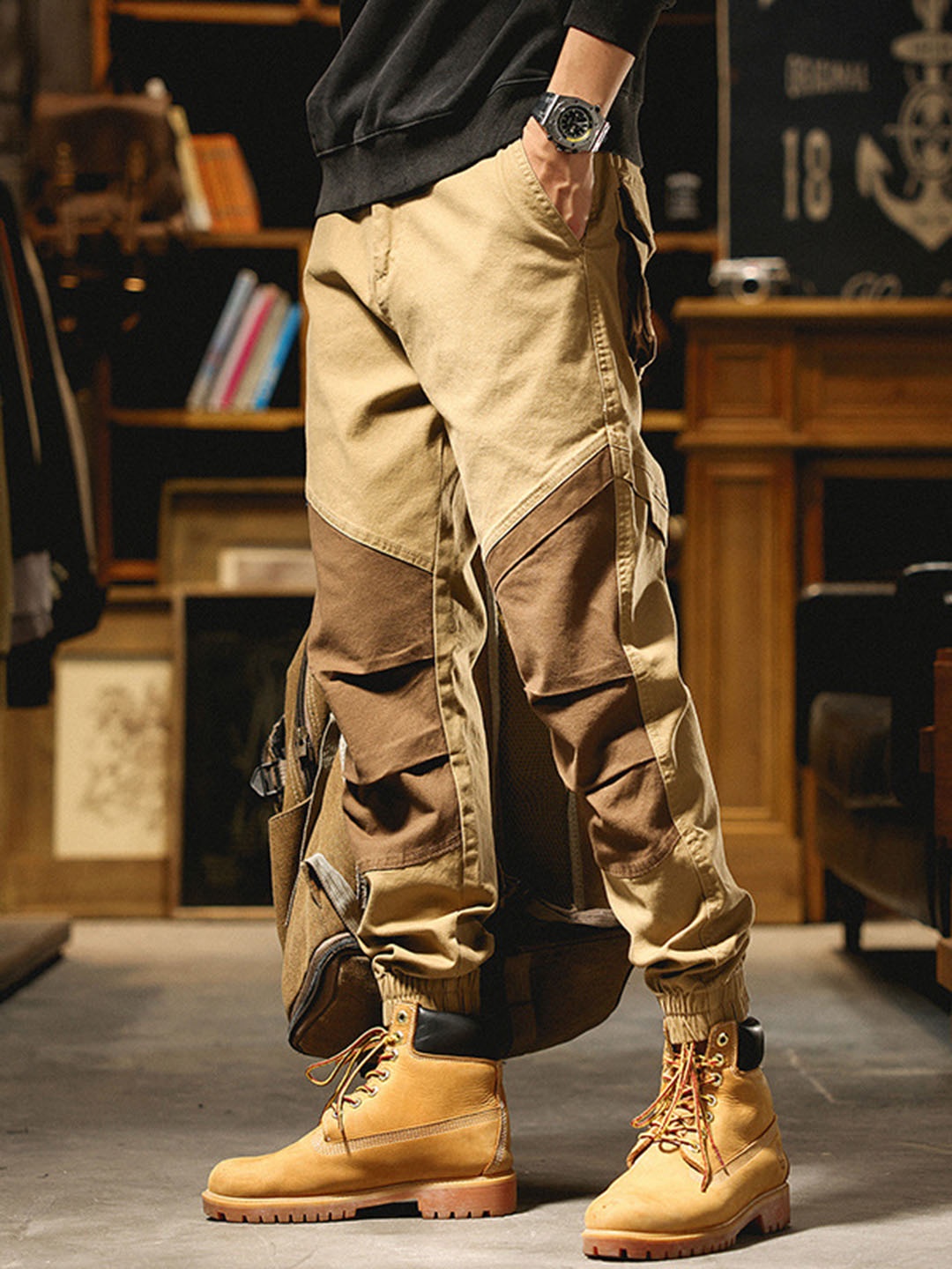 

StyleCast Men Colourblocked Joggers Trousers, Khaki