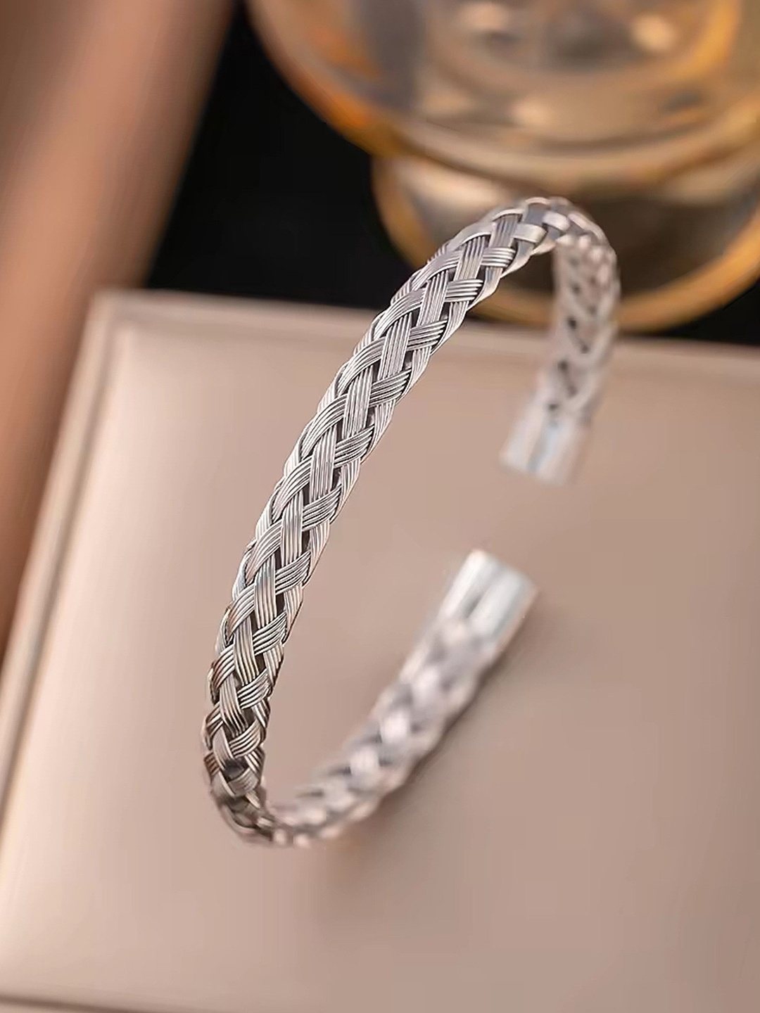 

Heer Collection Men Stainless Steel Cuff Bracelet, Silver