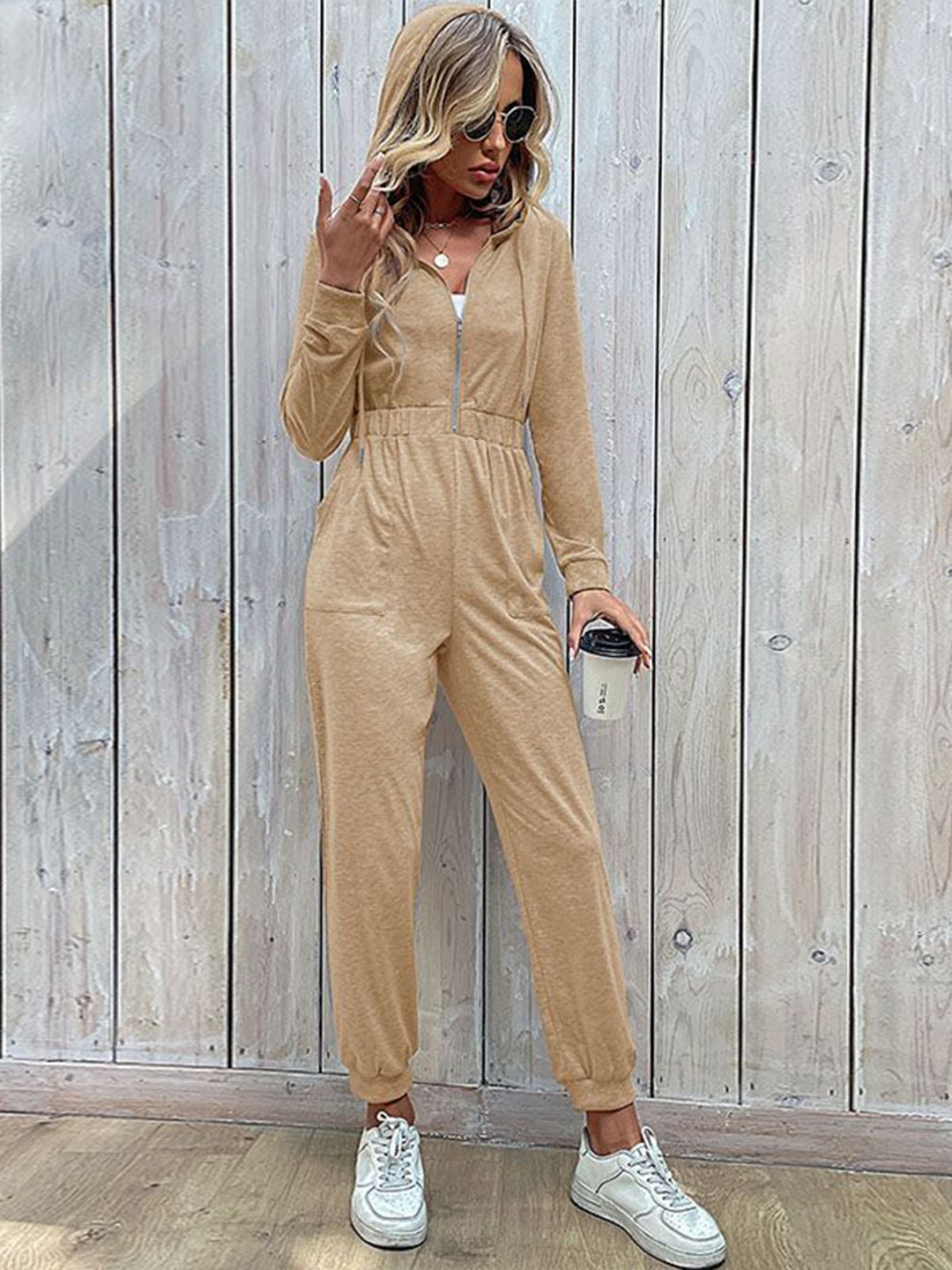 

HERE&NOW Women Basic Jumpsuit, Khaki