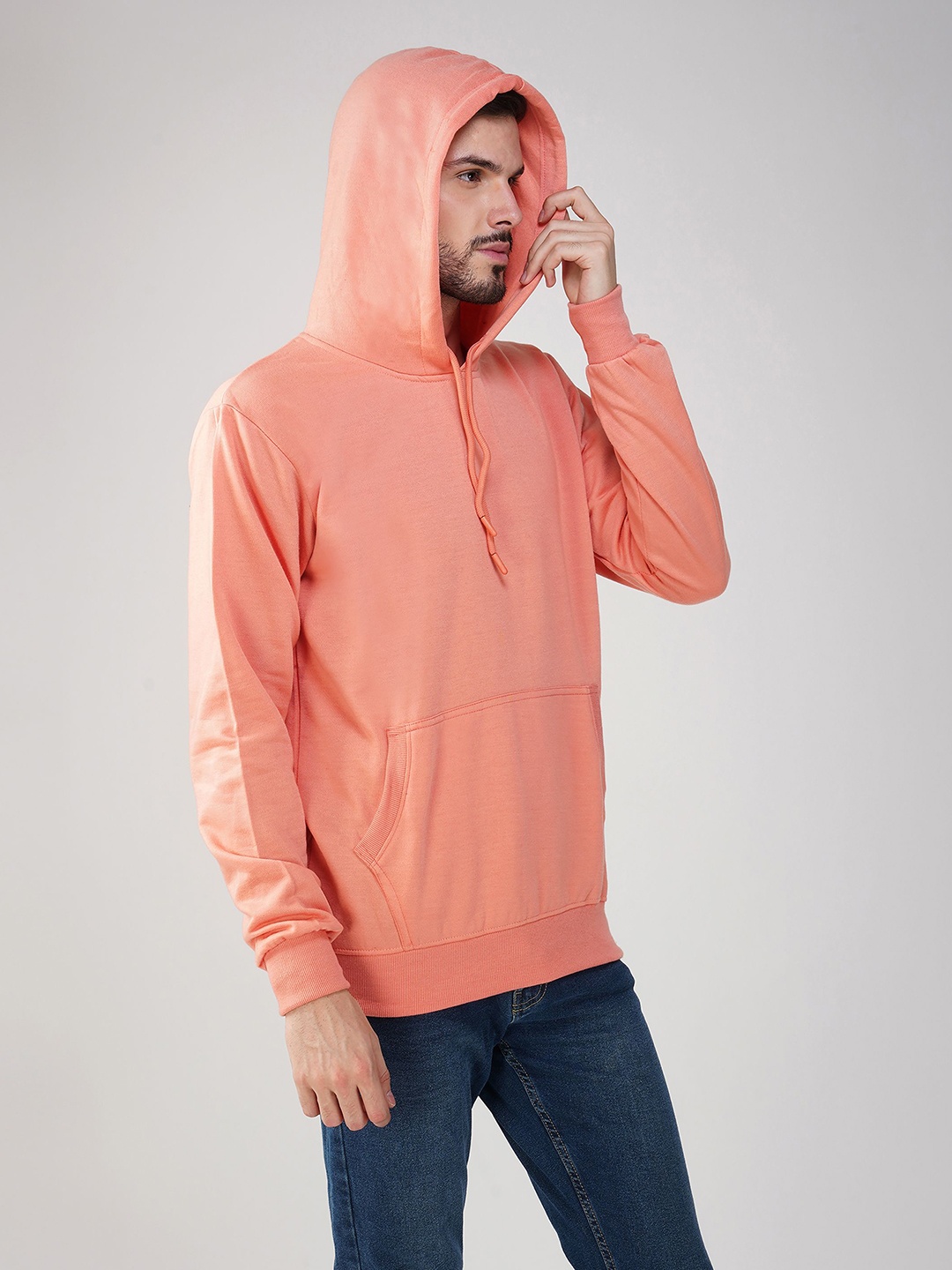 

The Roadster Lifestyle Co. Men Solid Hood Cotton Pullover Sweatshirt, Pink