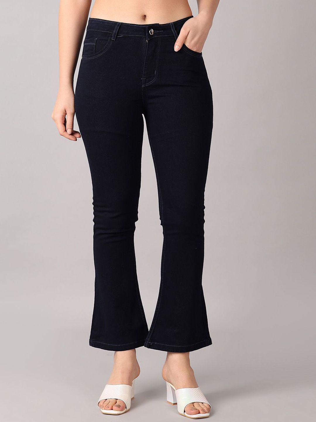 

V-Mart Women Dark Blue Solid Regular Fit Jeans