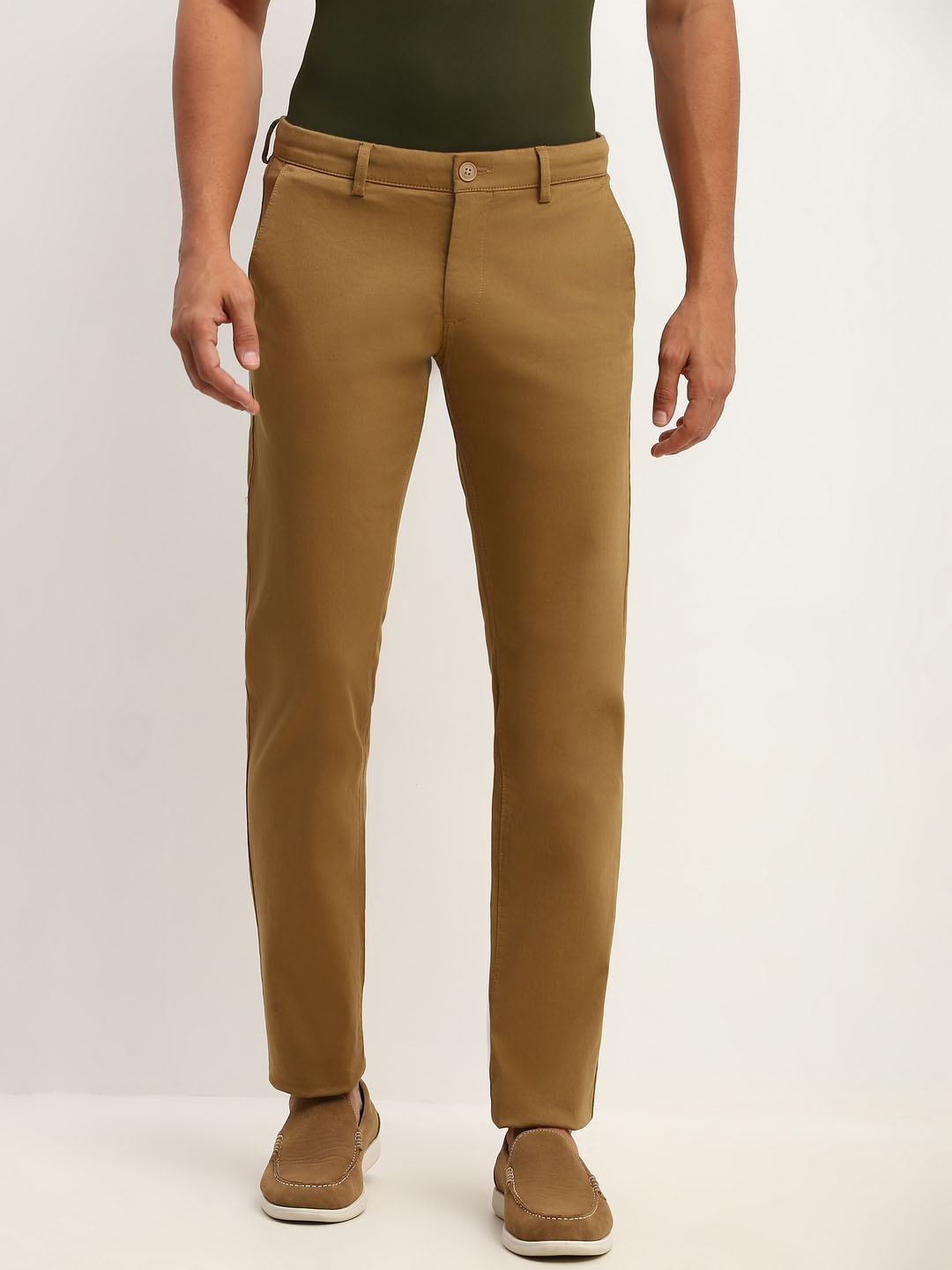 

Allen Solly Men Slim Fit Cotton Trousers, Brown