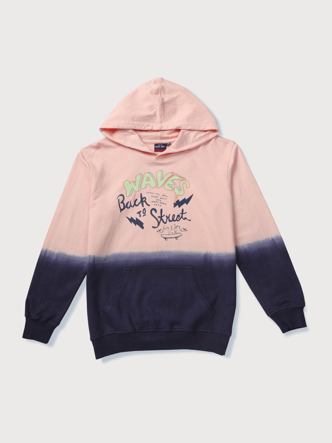 

Gini and Jony Boys Colourblocked Hood Cotton Pullover Sweatshirt, Peach