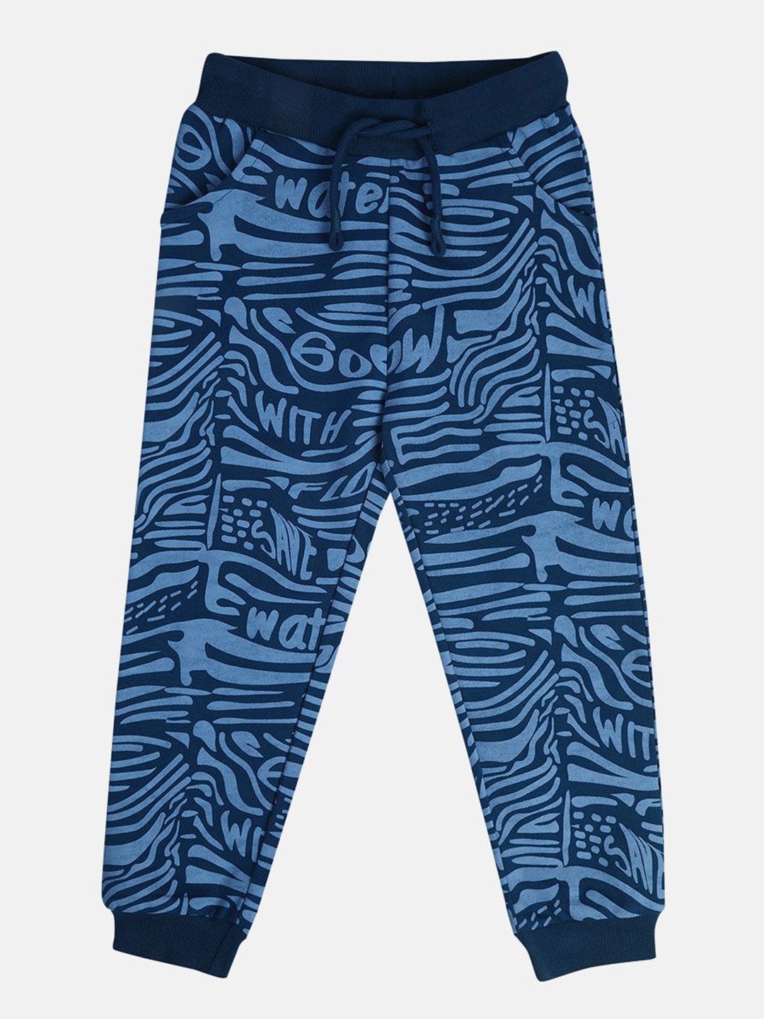 

MINI KLUB Boys Printed Abstract Joggers Trousers, Blue