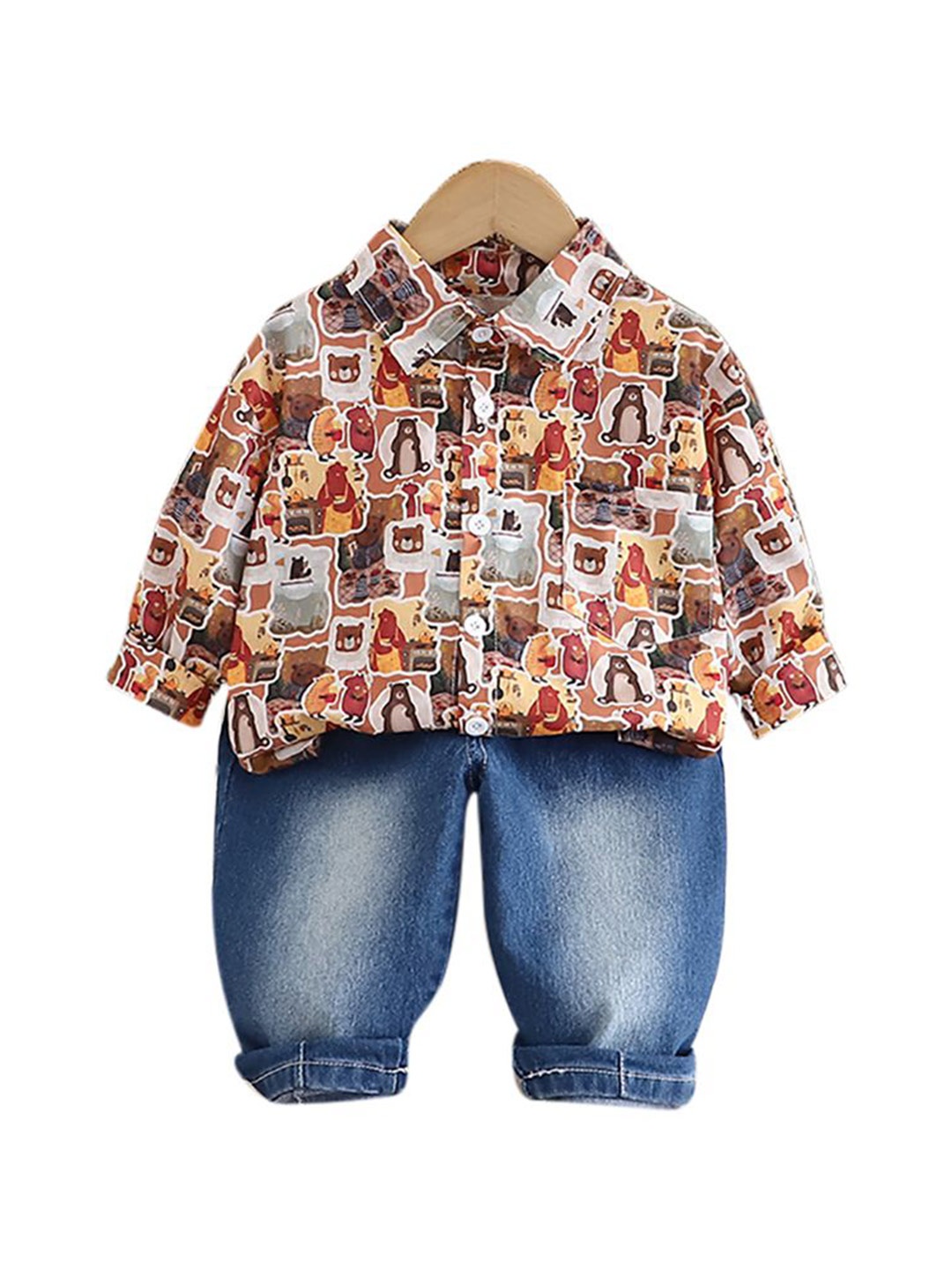

StyleCast x Revolte Kids Printed Pure Cotton Shirt with Capris, Orange