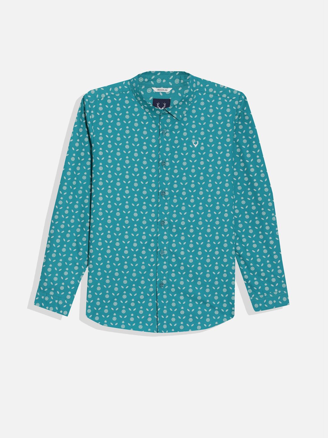 

Allen Solly Junior Boys Spread Collar Floral Printed Cotton Slim Fit Casual Shirt, Green