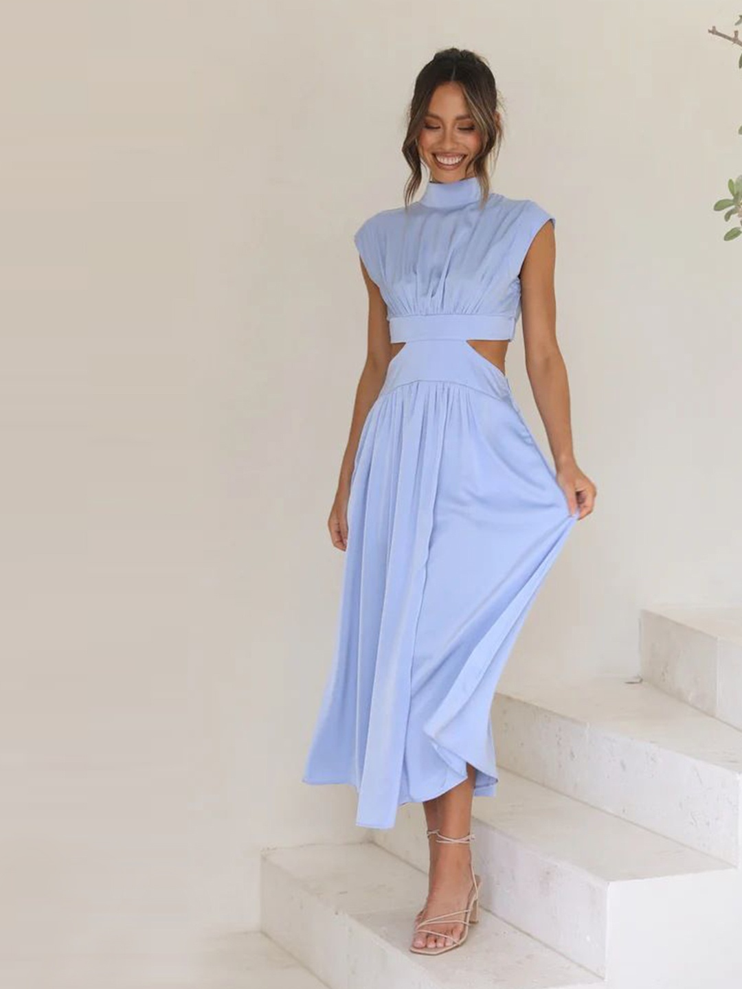 

MIAKEE Women Fit & Flare Maxi Dress, Blue