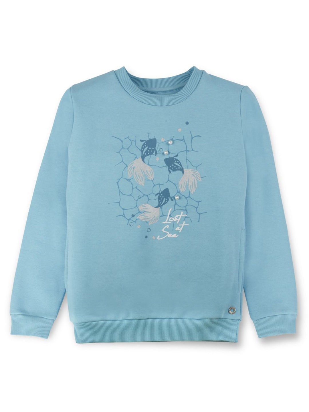 

Gini and Jony Girls Graphic Printed Round Neck Cotton Pullover Sweatshirt, Blue