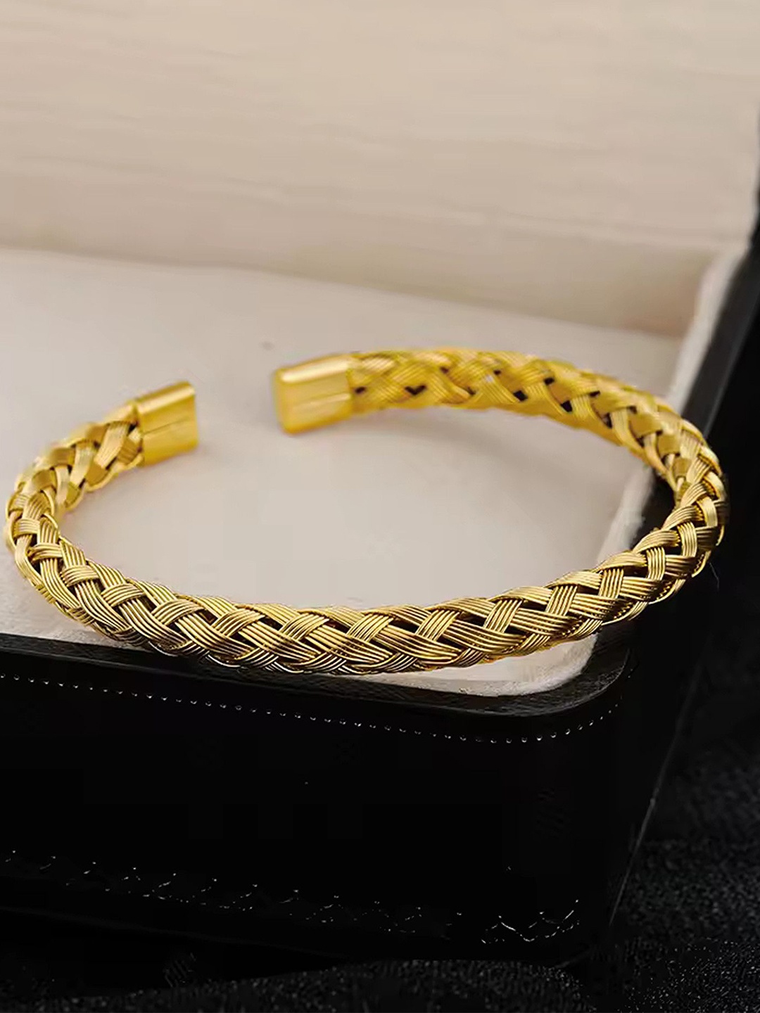 

Heer Collection Men Stainless Steel Cuff Bracelet, Gold