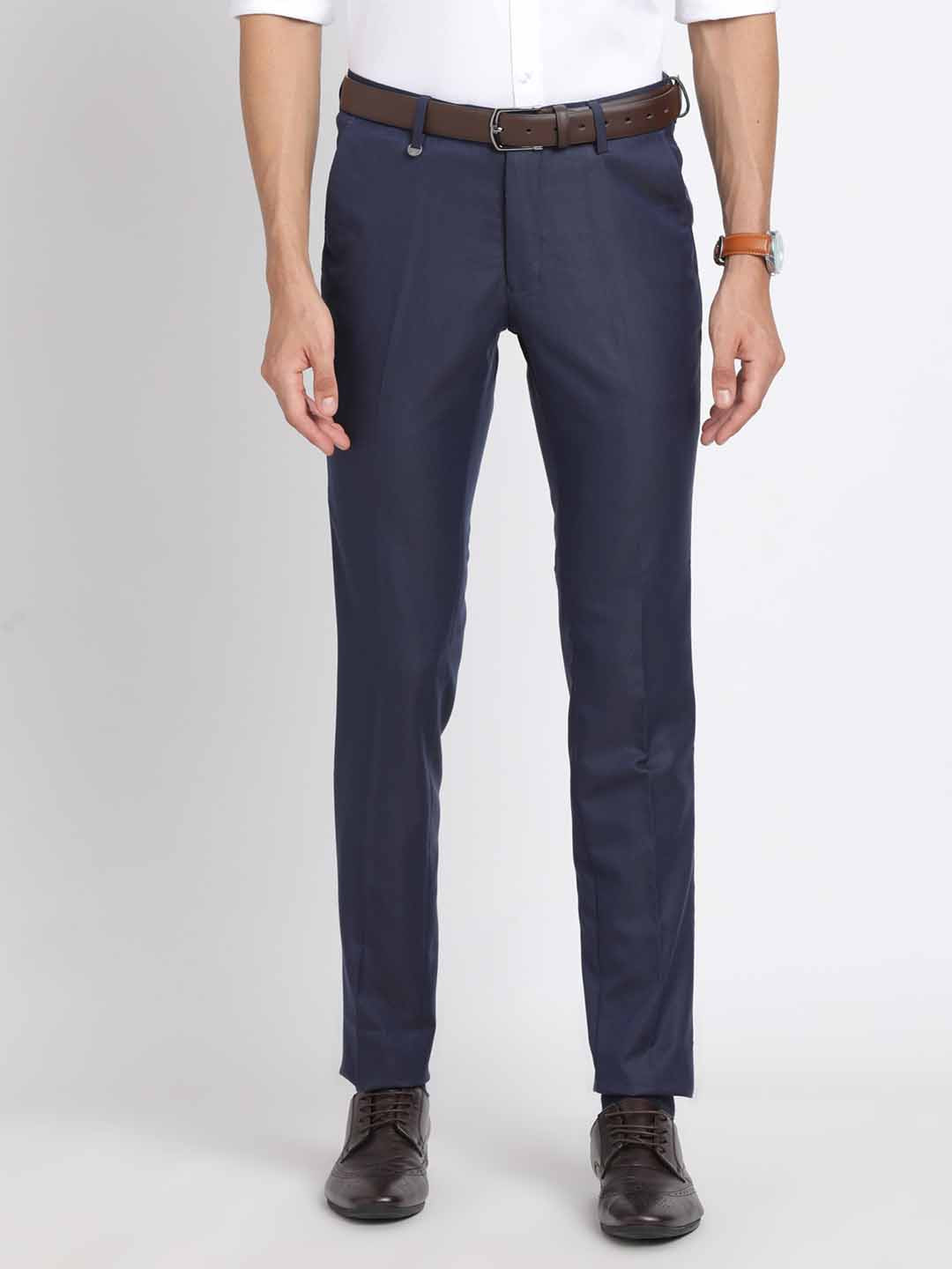 

Turtle Men Ultra Slim Fit Formal Trousers, Blue