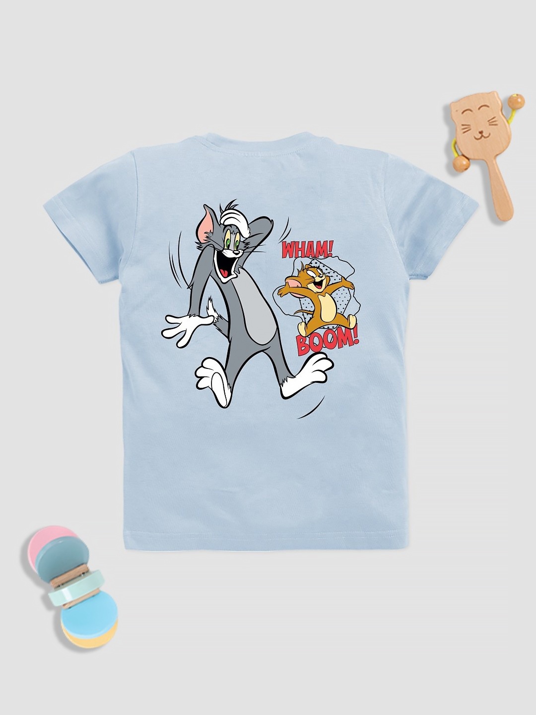 

YK X Minute Mirth Boys Tom & Jerry Printed Pure Cotton T-shirt, Blue