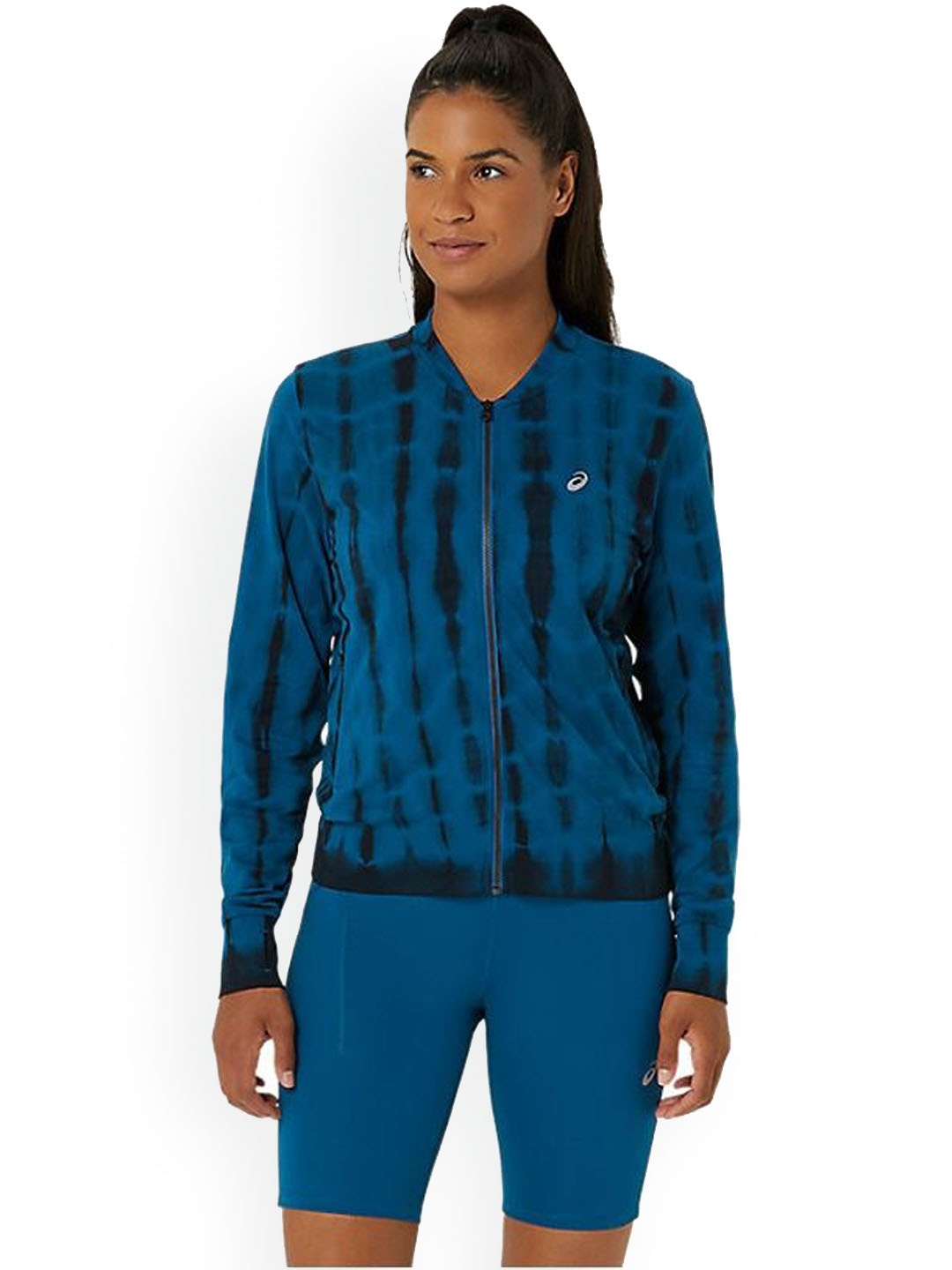 

ASICS Nagino Run Seamless Tie and Dye Running Jacket, Blue