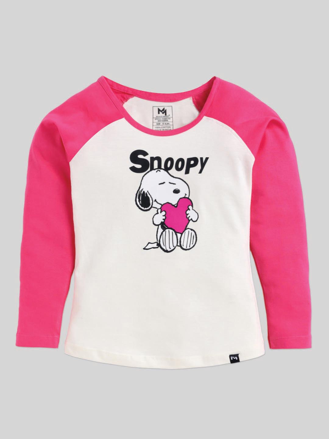 

YK X Minute Mirth Snoopy Printed Raglan Sleeve Pure Cotton Top, Off white