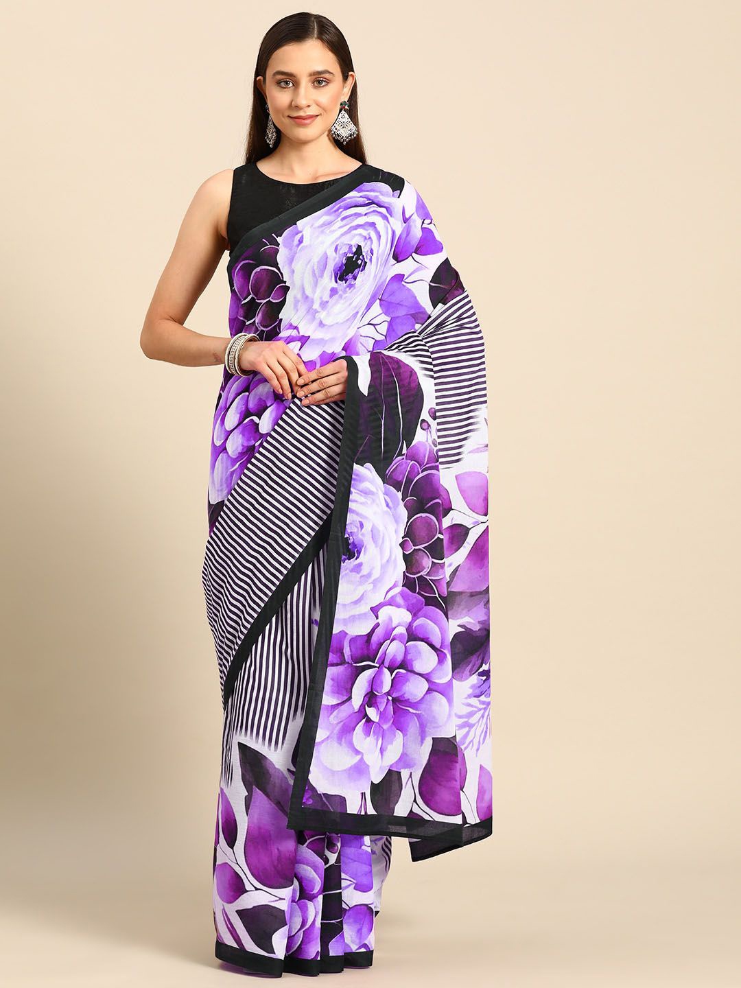 

BUTA BUTI Floral Pure Cotton Printed Saree, Pink