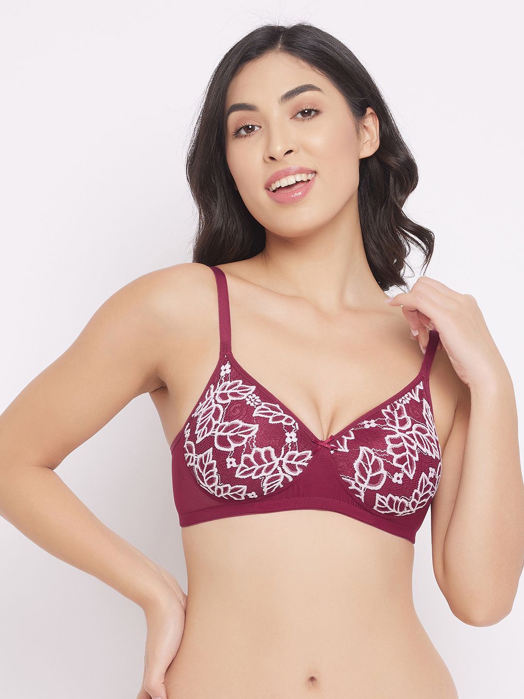 

Clovia Women Full Coverage Lightly Padded T-shirt Bra, Maroon