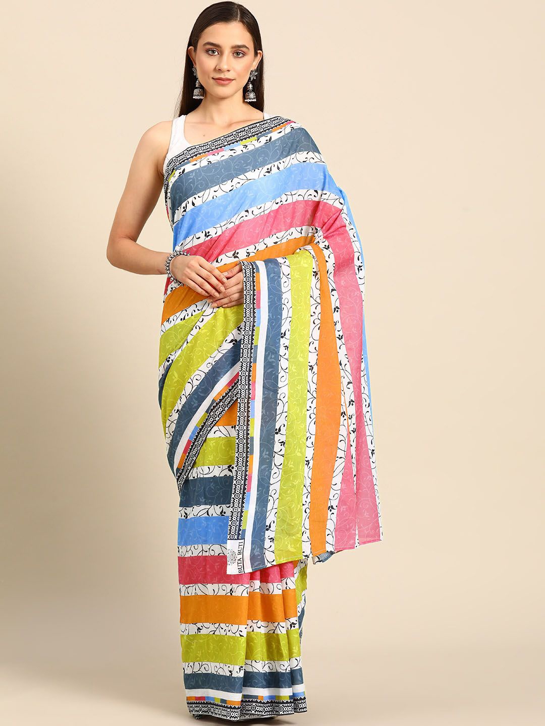 

BUTA BUTI Women Pure Cotton Printed Saree, Blue