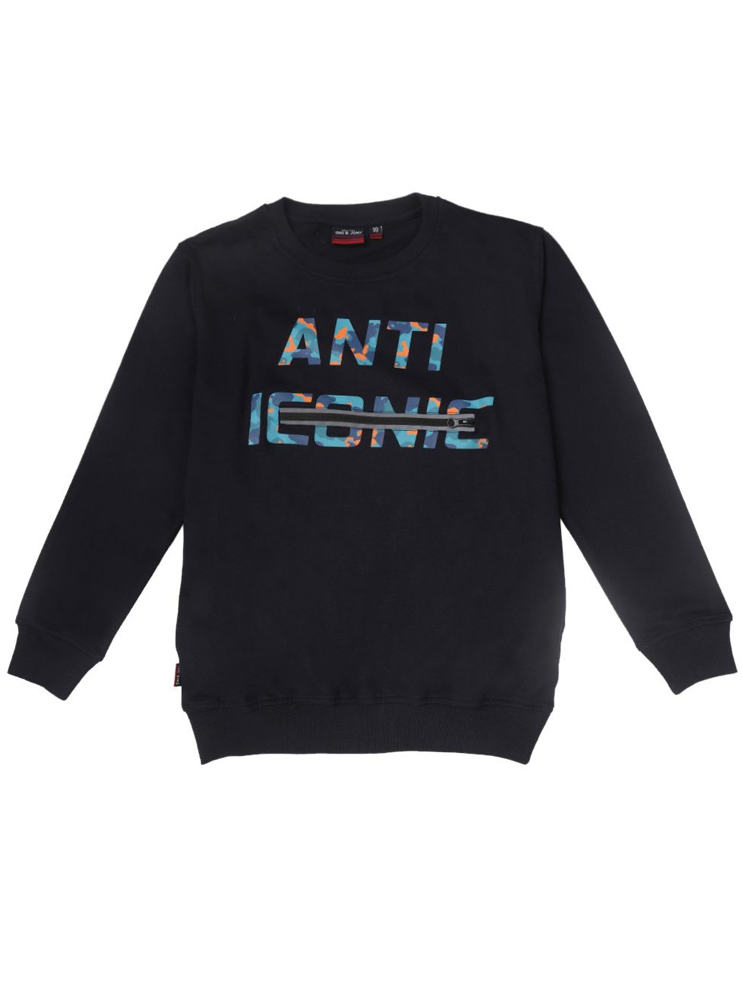 

Gini and Jony Boys Typography Printed Round Neck Cotton Pullover Sweatshirt, Navy blue