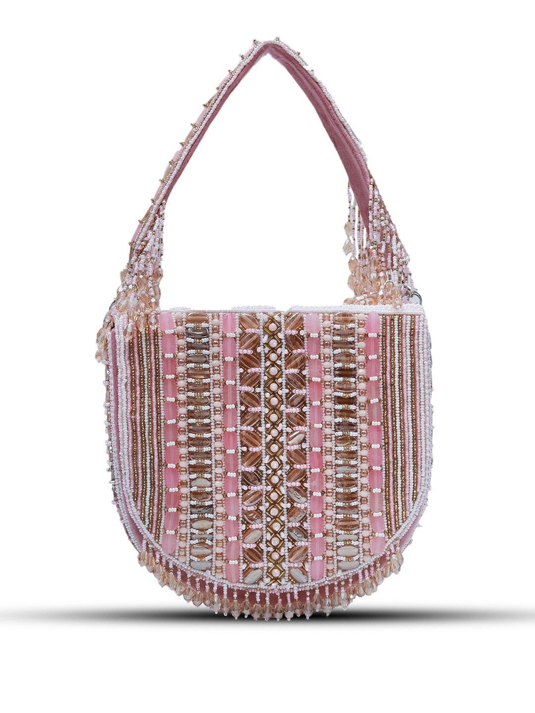 

THE TAN CLAN Asma Embroidered Foldover Clutch, Pink