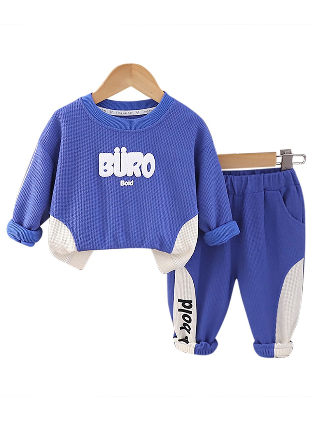 

StyleCast x Revolte Kids Colourblocked Pure Cotton Sweatshirt with Trousers, Blue