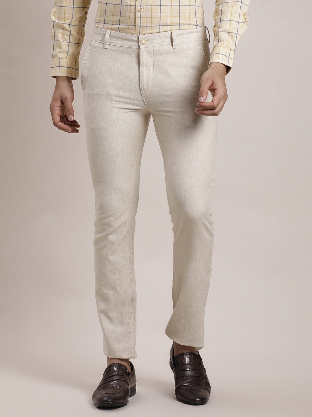 

Turtle Men Relaxed Skinny Fit Chinos Trousers, Grey melange