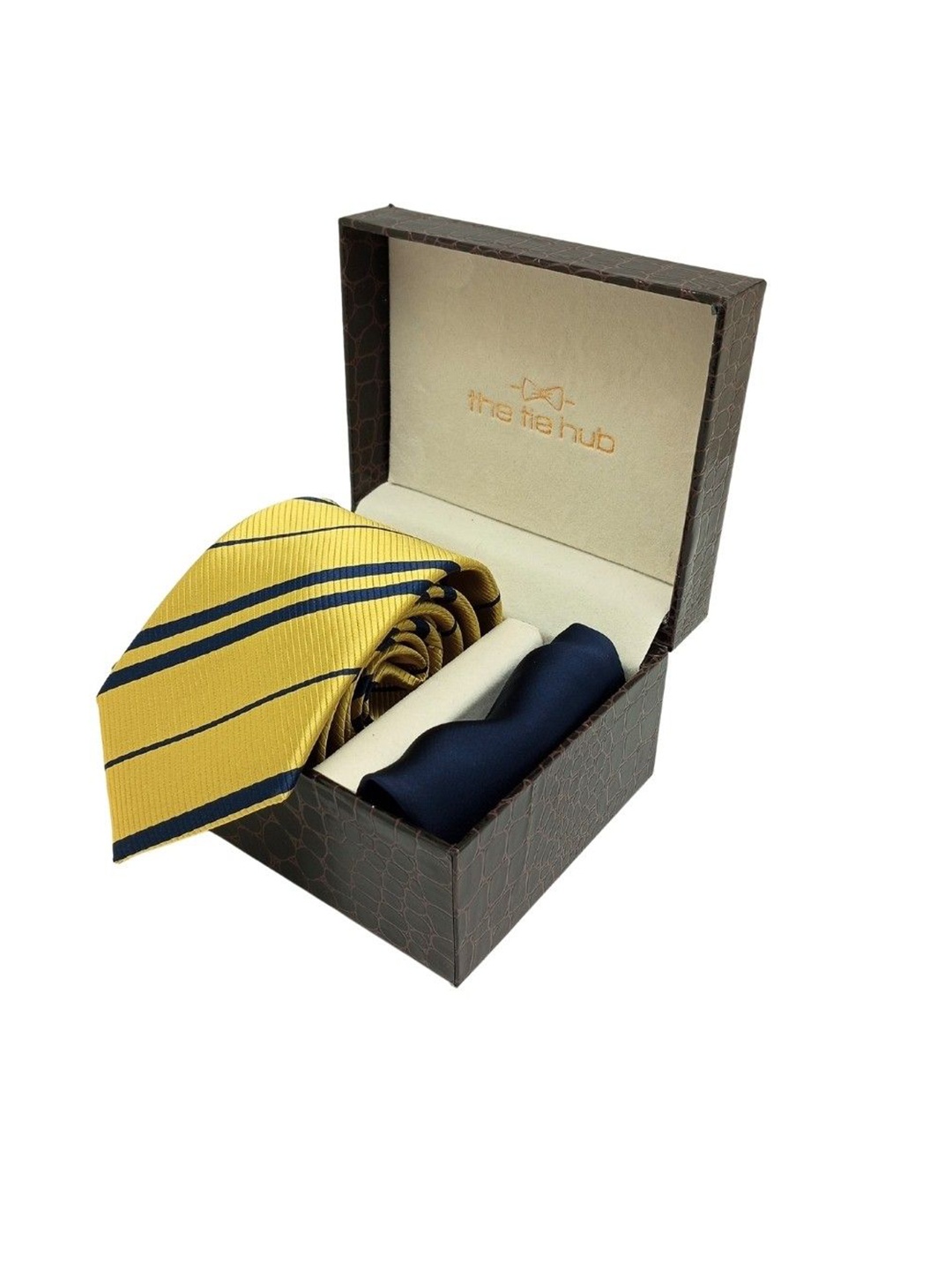 

The Tie Hub Men Accessory Gift Set Of Tie & Pocket Square, Yellow