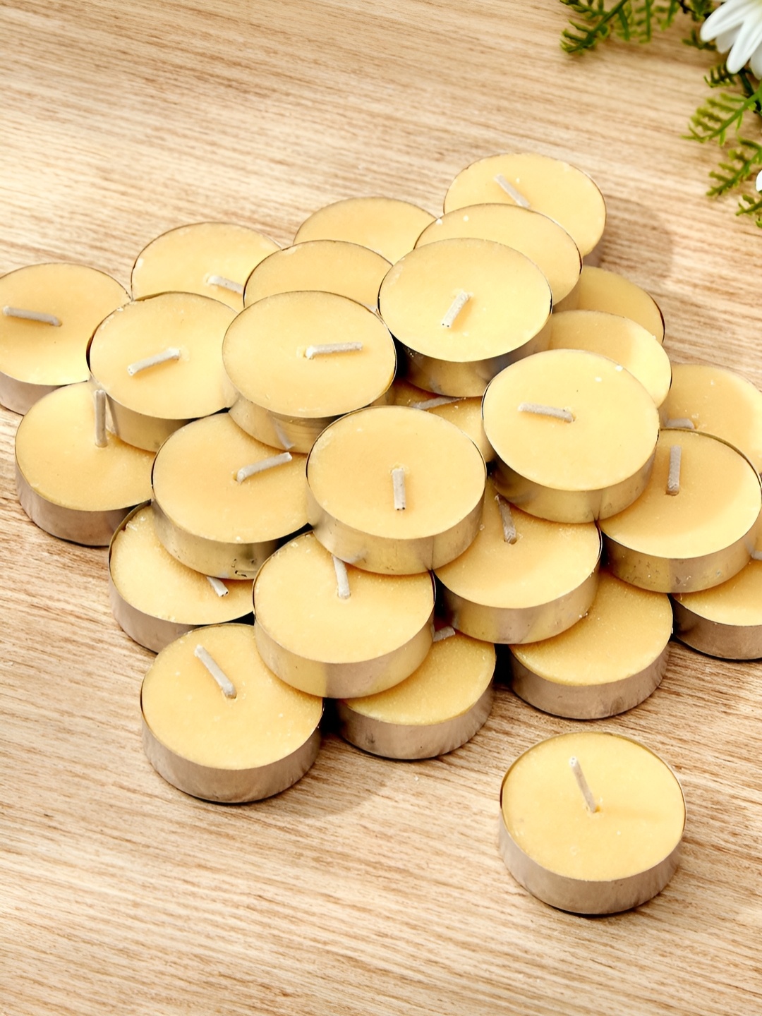 

Aromatic Fables Yellow & Silver Toned 50 Pieces Scented Tea Light Candles