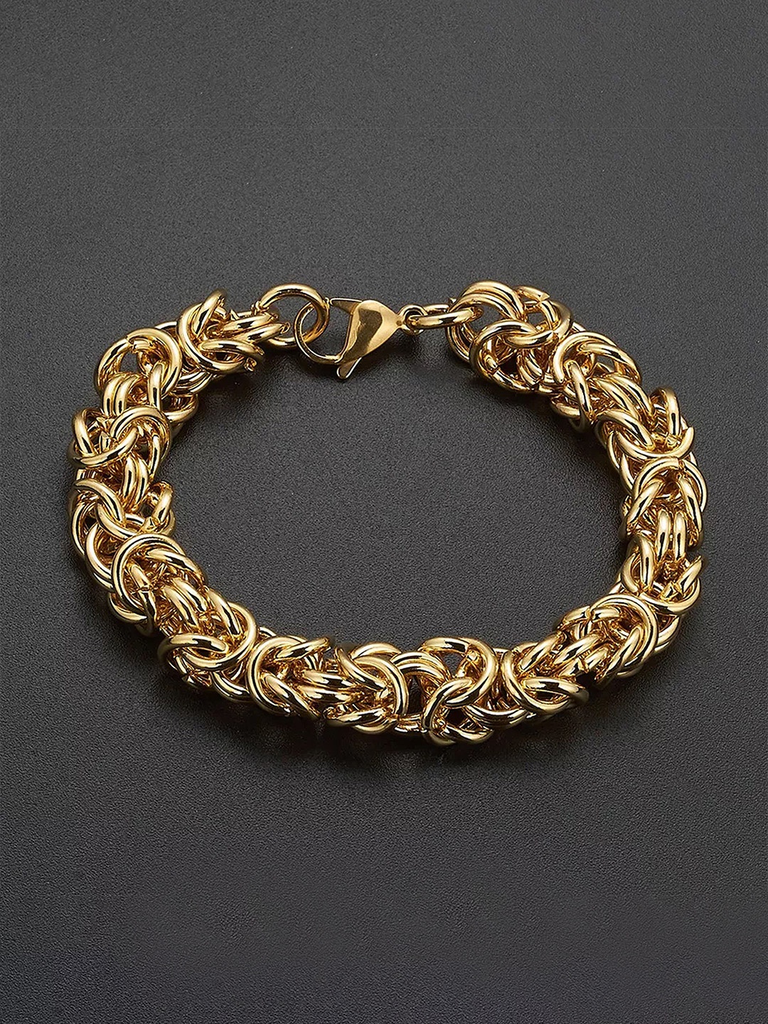 

Heer Collection Men Stainless Steel Link Bracelet, Gold