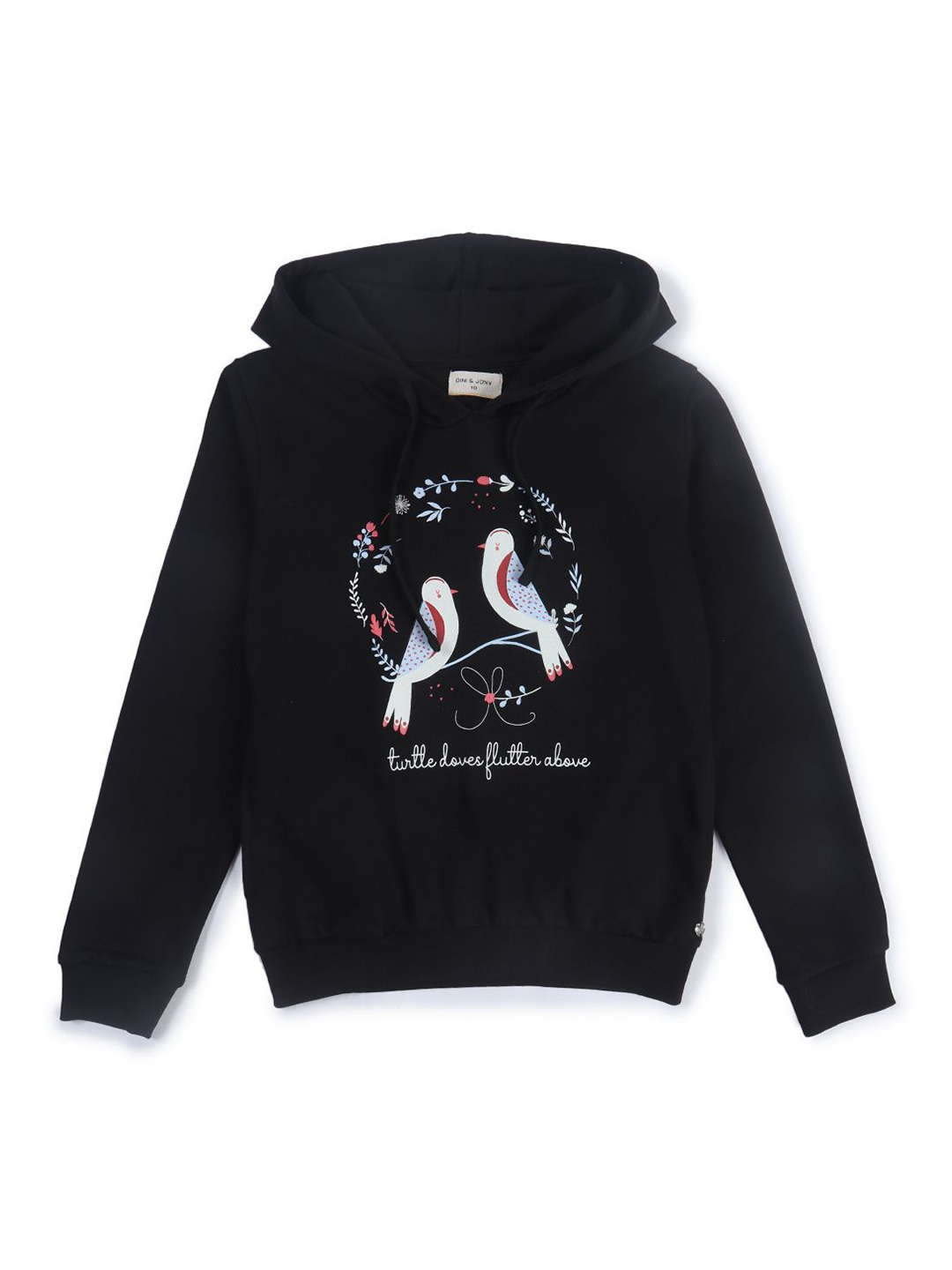 

Gini and Jony Girls Graphic Printed Hooded Cotton Pullover Sweatshirt, Black