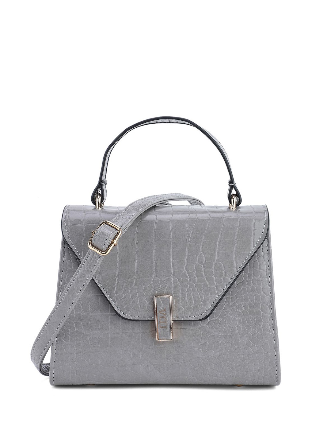 

IDA Women Textured PU Structured Handheld Bag, Grey