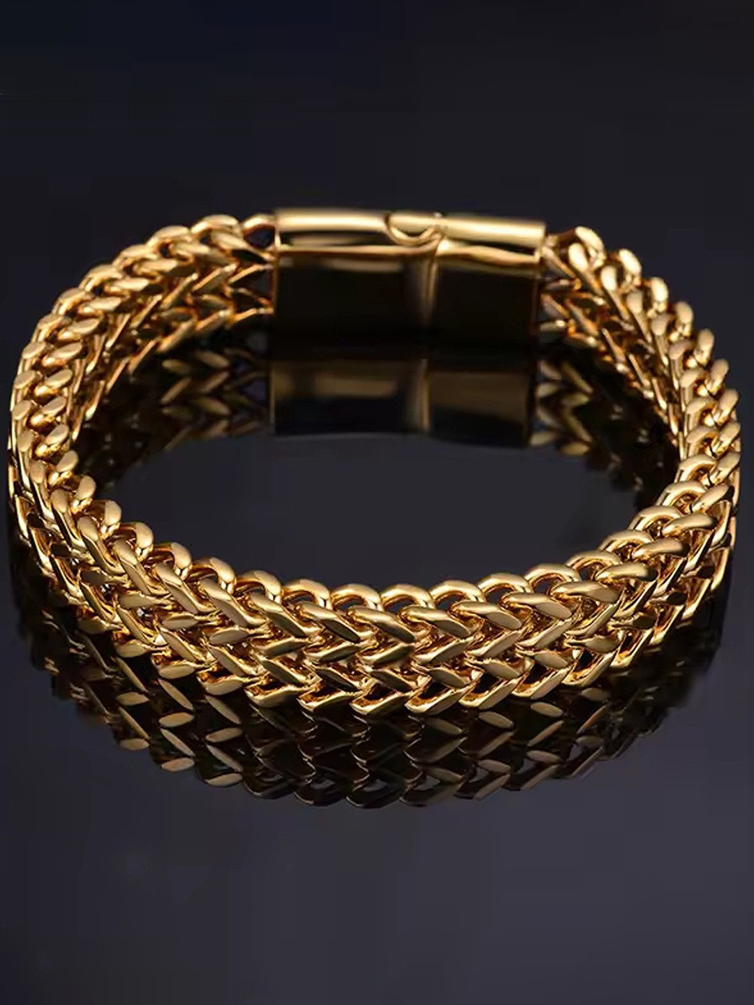 

Heer Collection Men Stainless Steel Link Bracelet, Gold