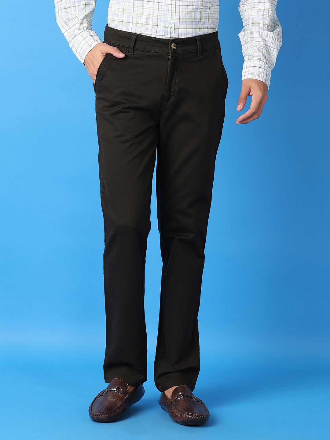 

V-Mart Men Slim Fit Trousers, Olive