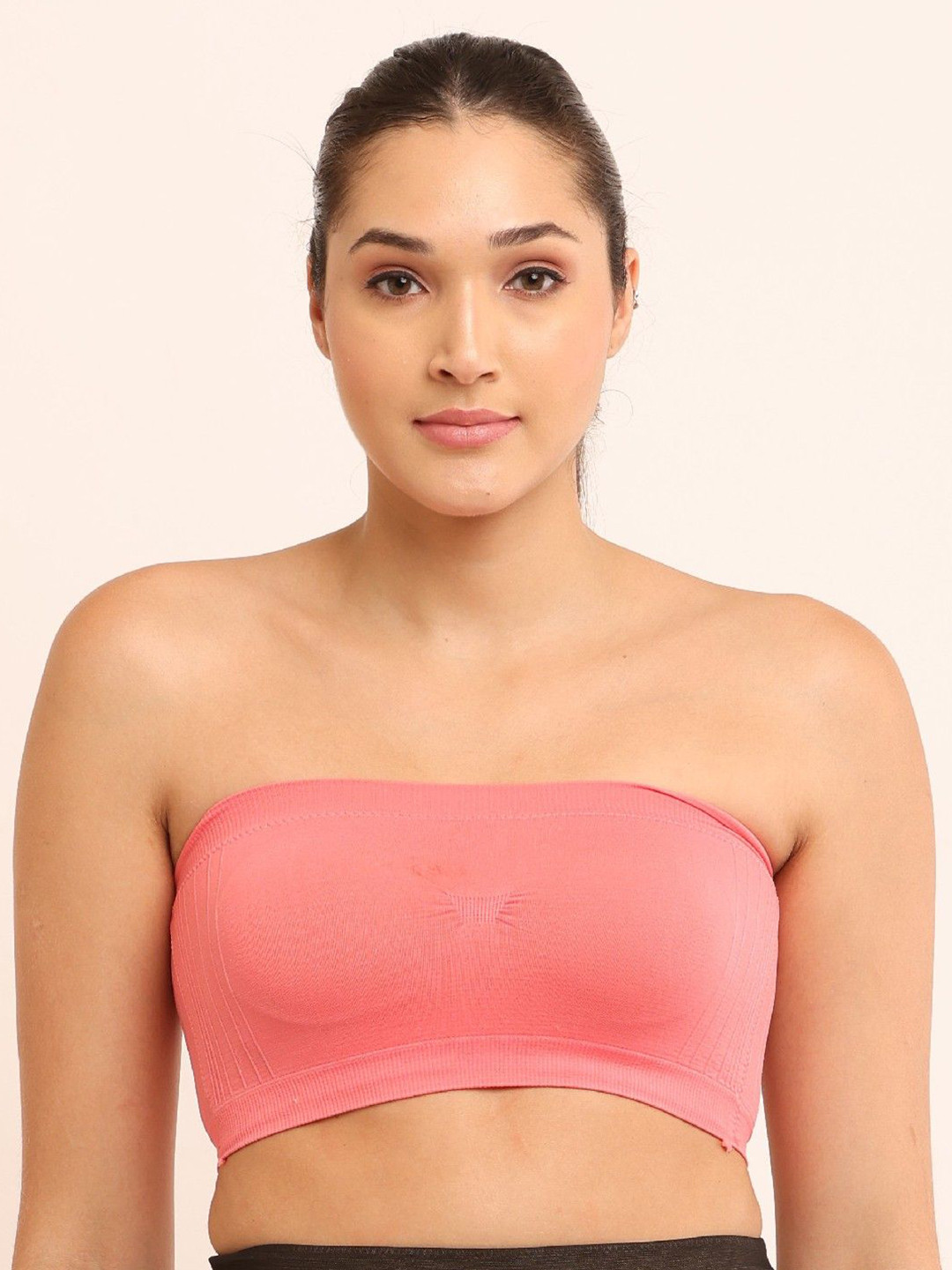 

Poftik Solid Full coverage Bandeau Bra, Pink